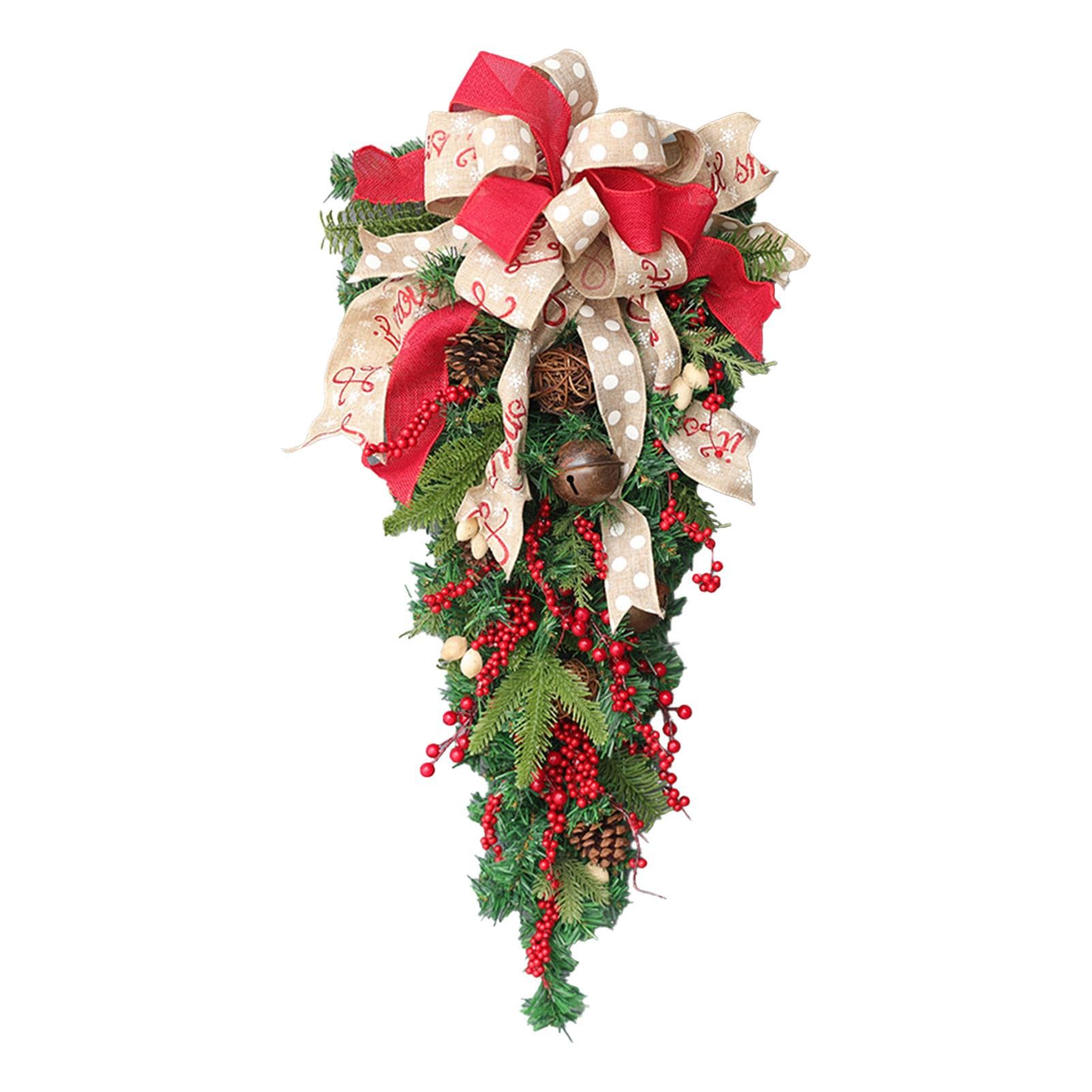 Christmas Teardrop Swag - Artificial Door Garland Christmas Teardrop Swag - Door Garland Swag Wreath - Christmas Artificial Swag - Reusable Christmas Wreath - Outdoor Christmas Swag