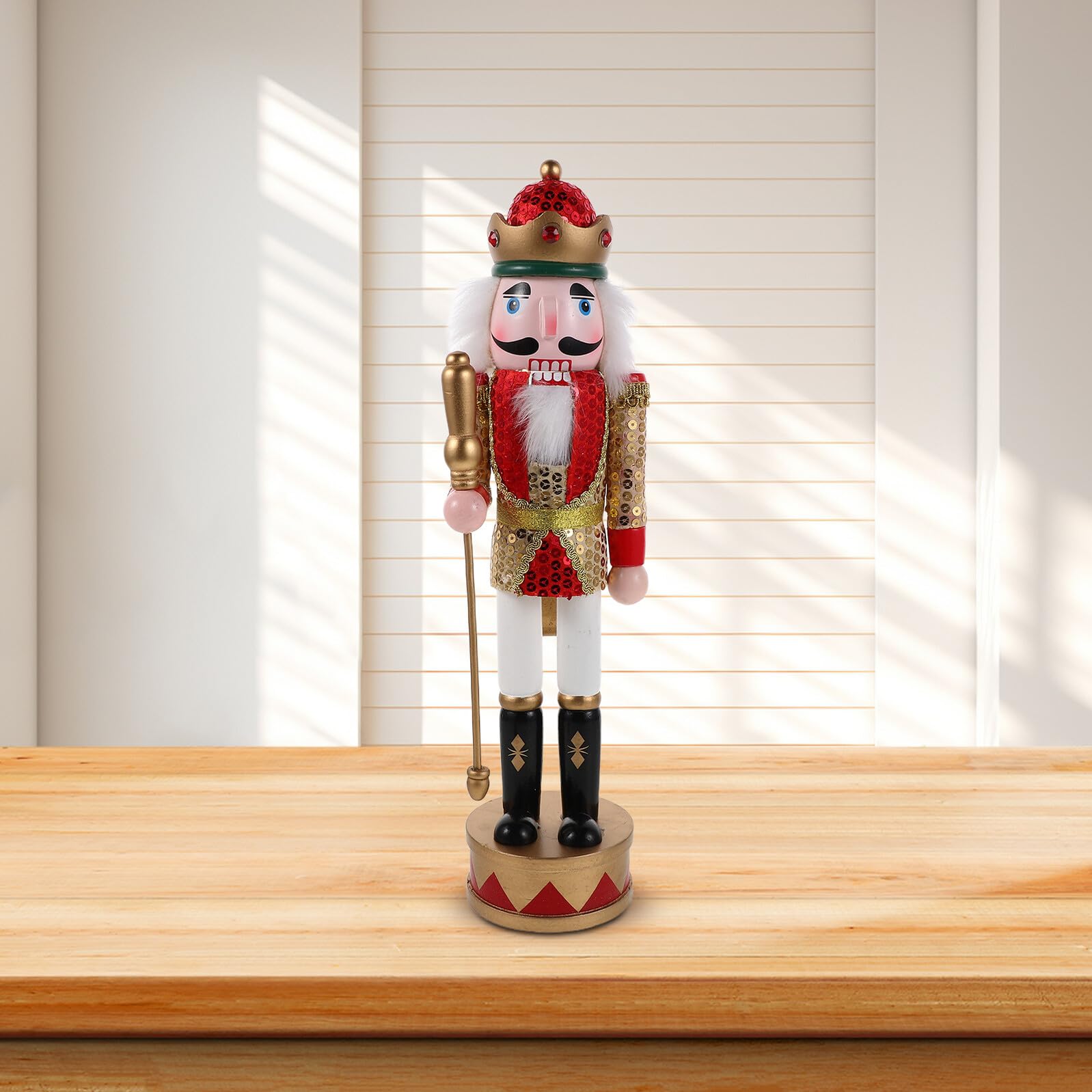 BESPORTBLE Holz Nussknacker Figur Rot Glitzer Pailletten Nussknacker Soldat Weihnachtsbaum Dekoration Tisch Ornament Weihnachts Sammlerstück