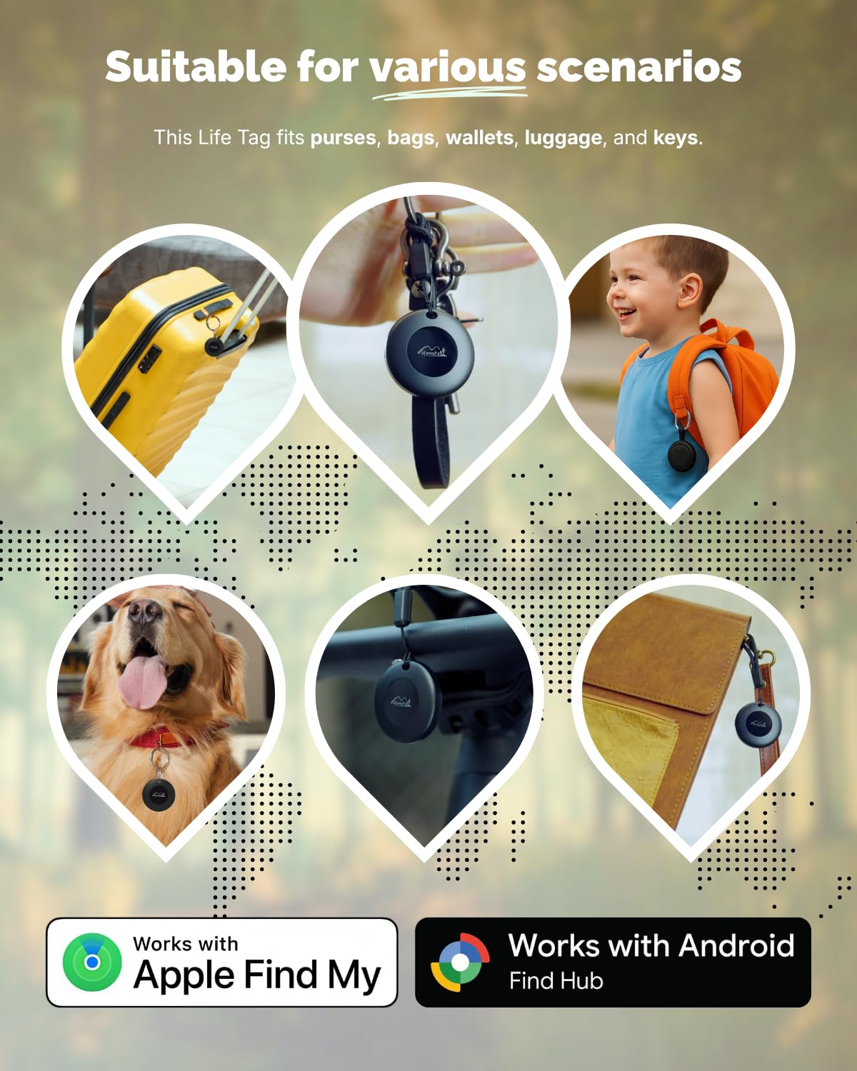 Lifemate Life Tag Duo 8-pak – Lokalizator Bluetooth – Kompatybilny z Apple Find My lub Google Find Hub (iOS lub Android), wodoodporny IP67, bateria CR2036