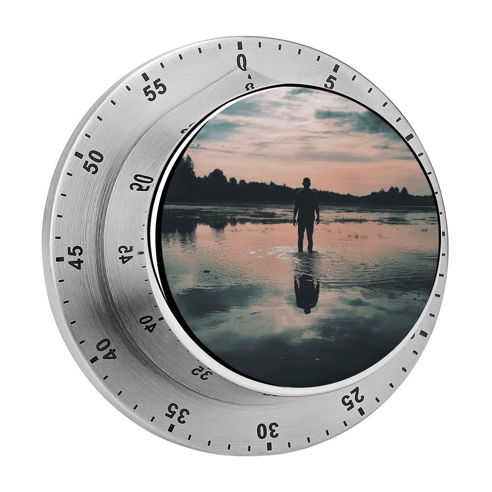Adfgyerh Style Standing In The Lake Timer For Cooking, Kitchen Timer Magnetic No Batteries Required, Mechanical Timer With Loud Alarm, For Fitness Baking Exercise Oven