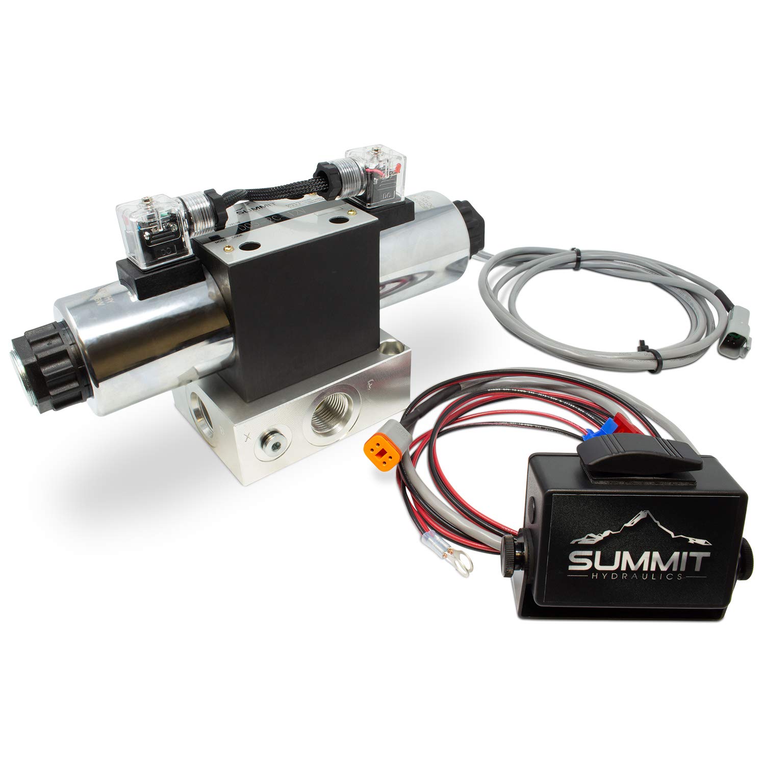 Electric Hydraulic Double Acting Control Valve w/Rocker Switch, 1 Spool, 25 GPM (D Spool, Motor Control, 12 Volt)