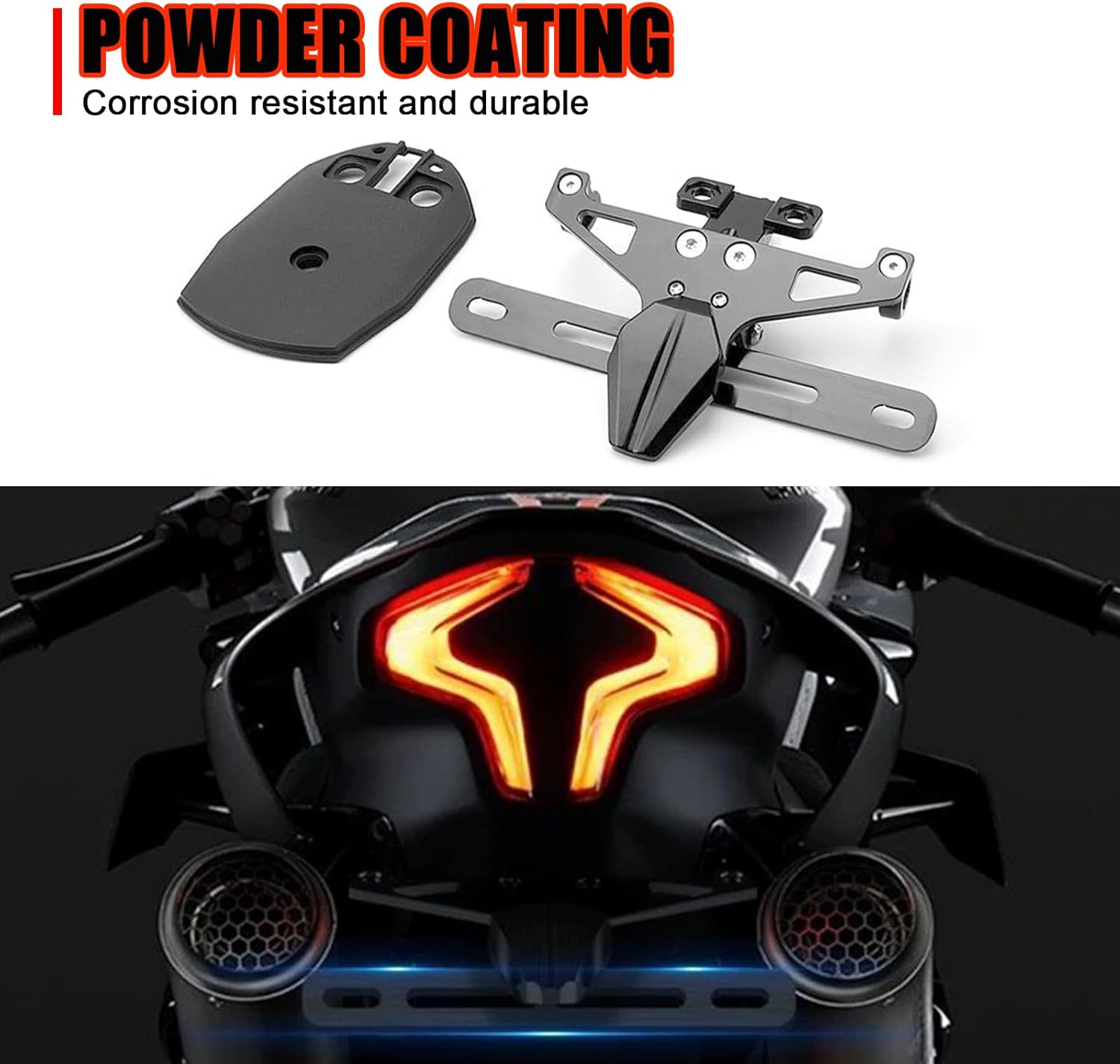 Adjustable Tidy Tail Fender Eliminator License Plate Compatible with CFMOTO 450SS/450NK 2023 2024 2025,Stainless Steel,Laser Cutting,CFMOTO 450SS Accessories,CFMOTO 450NK Accessories