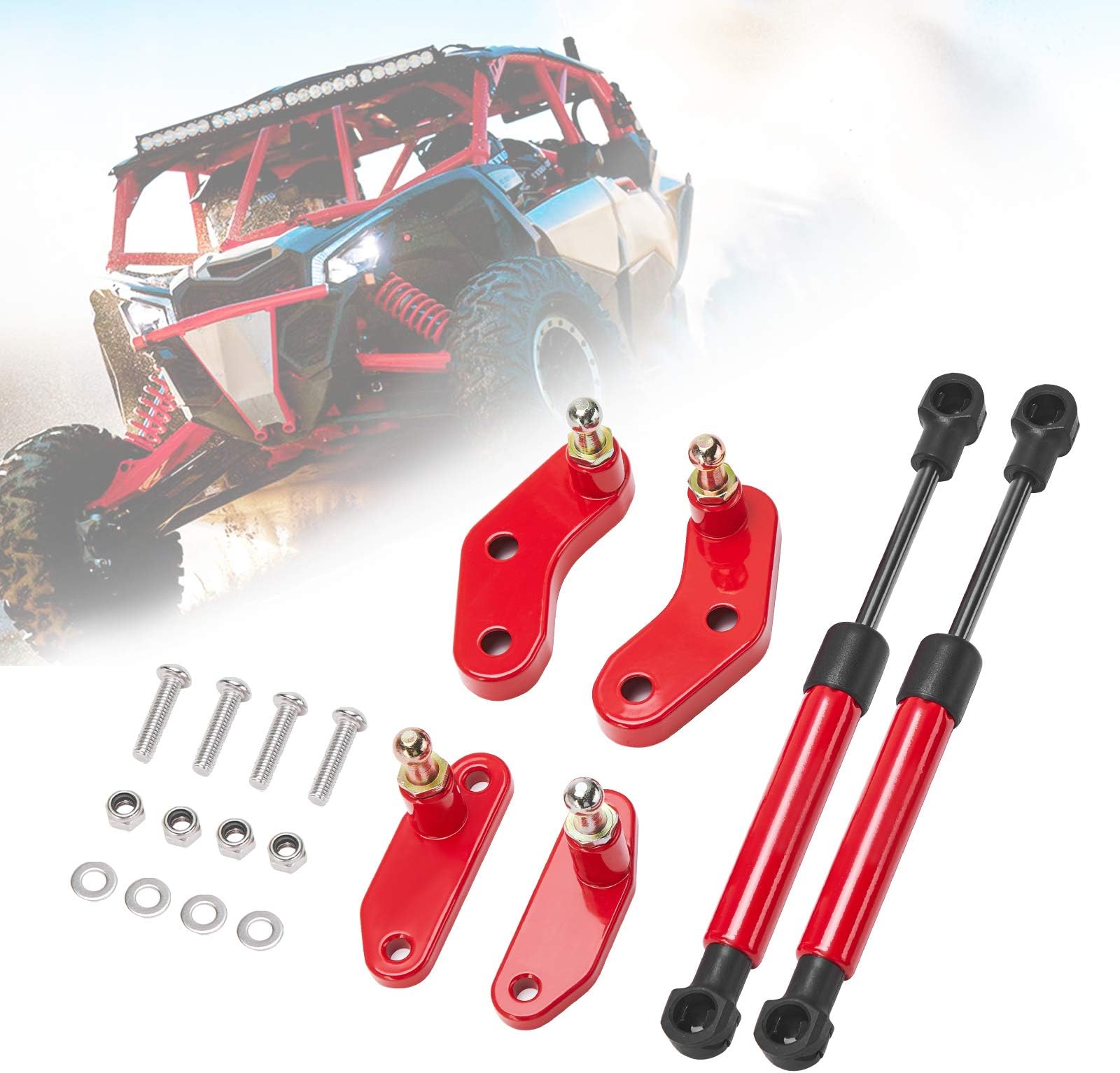 Kemimoto X3 Door Opener Kits Door Shocks Struts Compatible with 2017-2025 Can Am Maverick X3 and Max Front and Rear Doors, Red