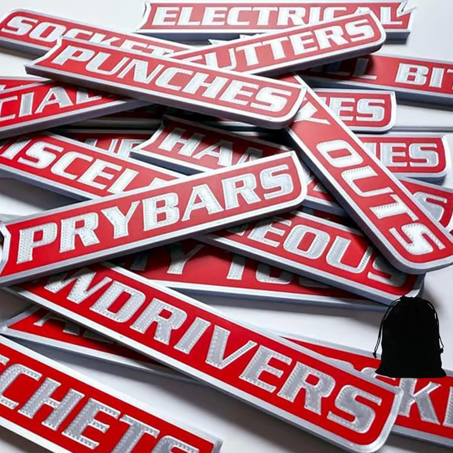 12 Pack of Magnetic Toolbox Labels, 3D Printed Toolbox Drawer Tags Magnetic Tool Box Labels, Easy to Read Printing, Quick Identifying Tool Box Drawers (Red, 36Pcs)