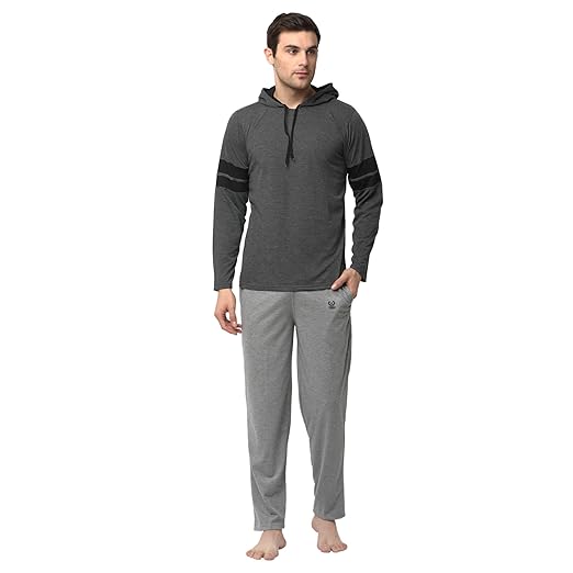 Cotton Blend Track suit Co-ord Set For Men With Hodded Full Sleeve T-Shirt and Track Pant-VJ-MNS-TTP-GROUP19