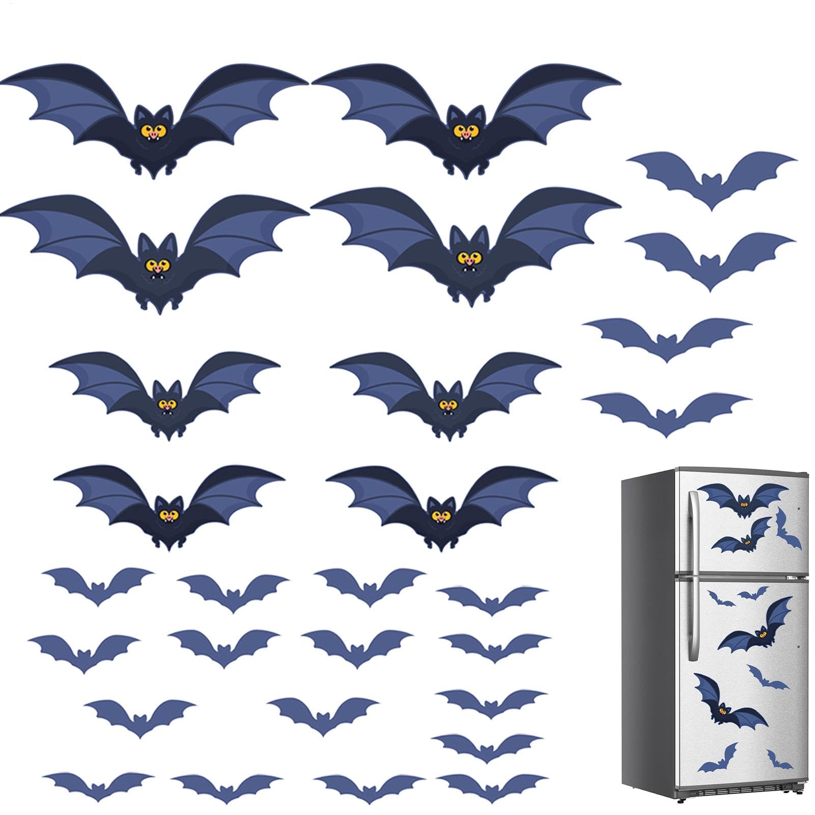 Autocollants chauve-souris pour réfrigérateur et aimants d'Halloween en PVC