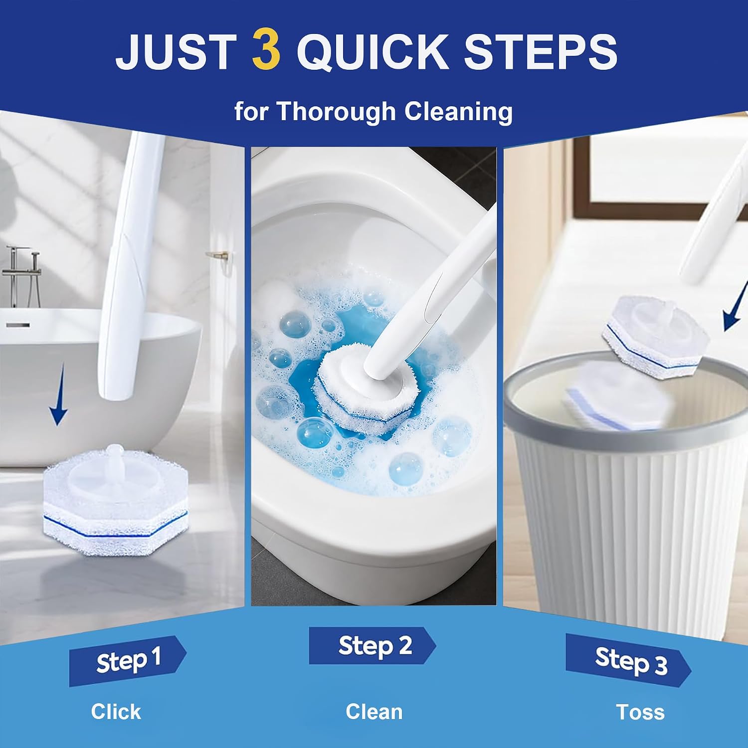 60 Count Toilet Bowl Cleaner Wand Refills Compatible with CLOROX, Disposable Toilet Brush Refills, Replacement Brush Heads for Cleaning System