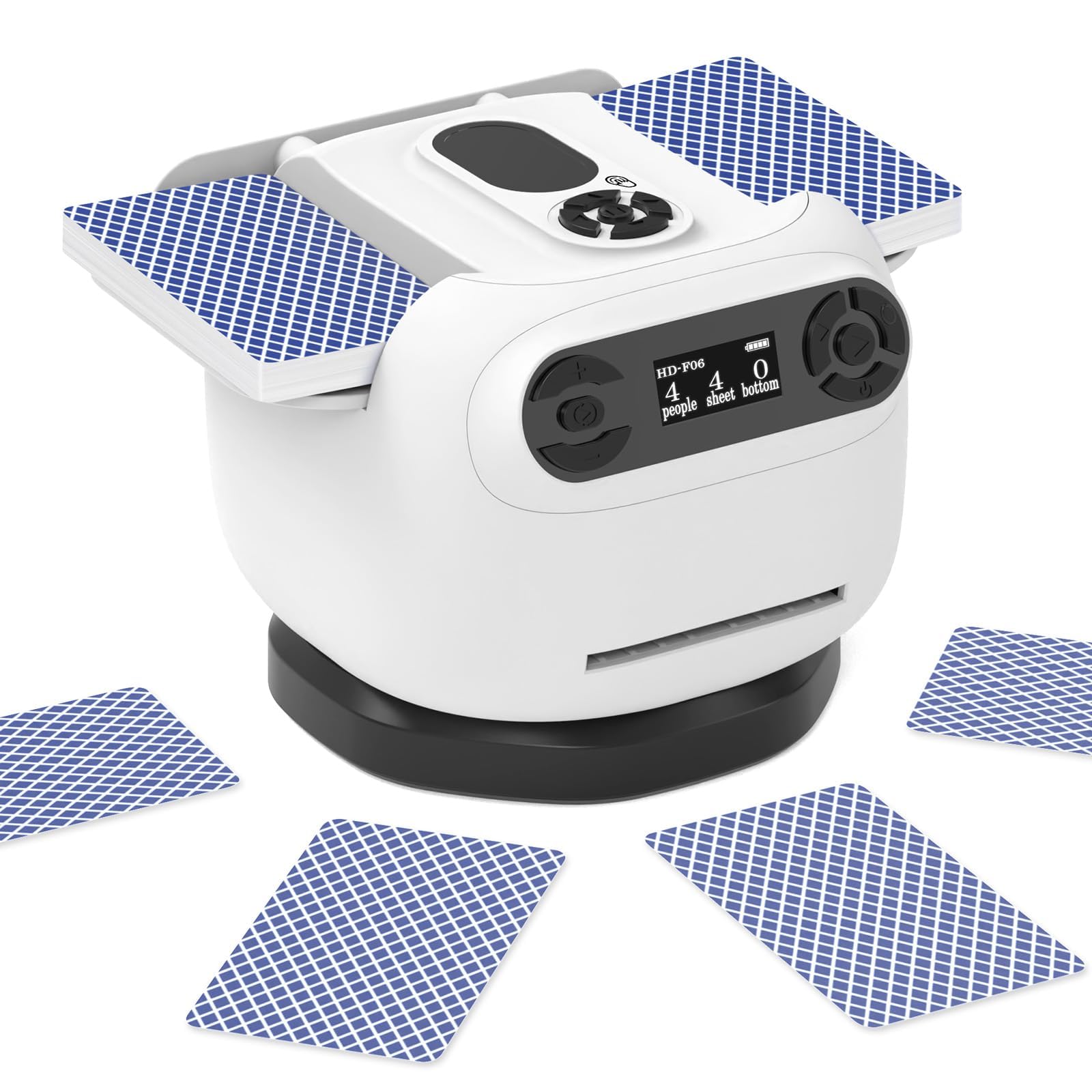 QUEENLINK Automatic Card Shuffler and Dealer Machine- 7S Turbo Shuffle, 360° Smart Dealing, Ultra-Quiet <70dB, 10Hr Battery, 8 Players for Poker UNO