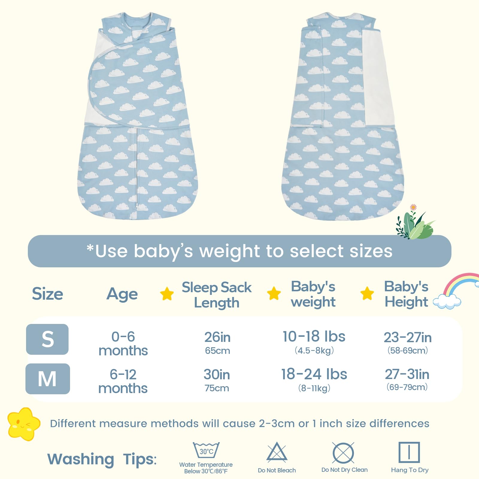 FUNUPUP Sacchino Nanna Estivo 1 Tog 0-12 Mesi, Swaddle Neonato in Cotone, Sacco a Pelo Leggero Primavera