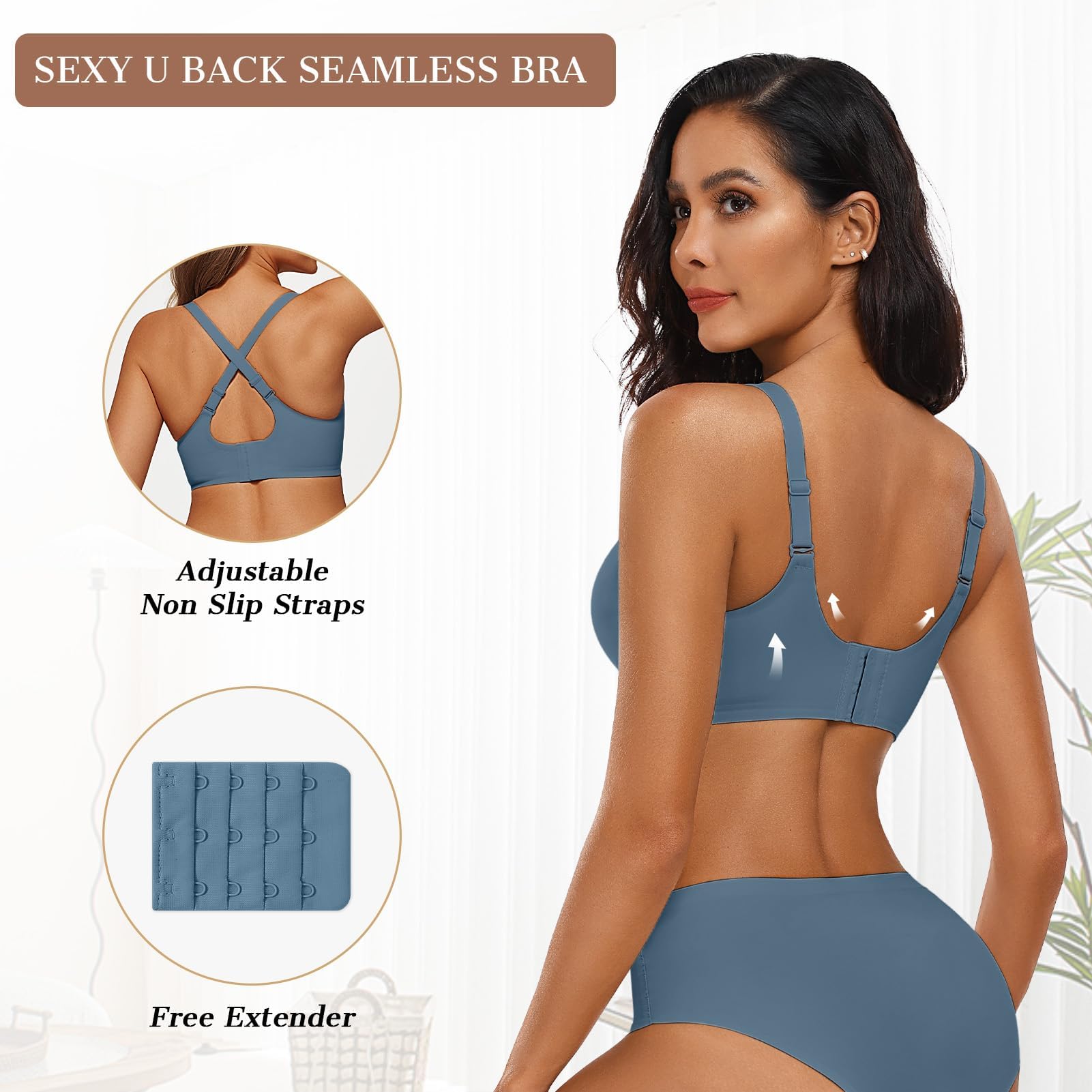 OEAK Reggiseno Senza Ferretto Push Up Reggiseno Senza Cuciture con Imbottitura Rimovibile Reggiseno con Spalline Regolabili Bralette Donna Comodo Morbido