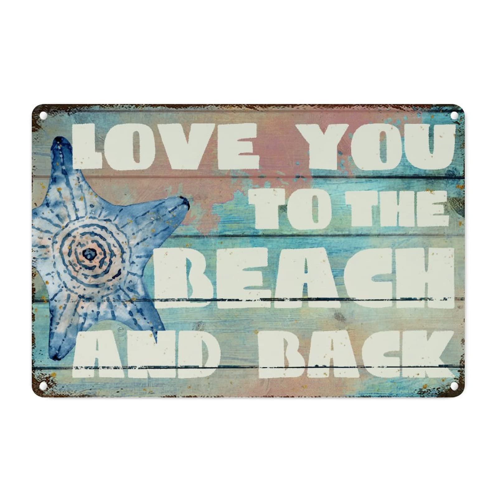 Plaque murale en aluminium décoration océanique étoile de mer et art vintage