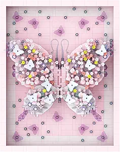Wall Art Pink Butterfly Flower Building Blocks Set; A Wall Decor Set for Adults Who Love Creative Hobbies(2000+ Pieces) Toys Gifts for Kid and Adult