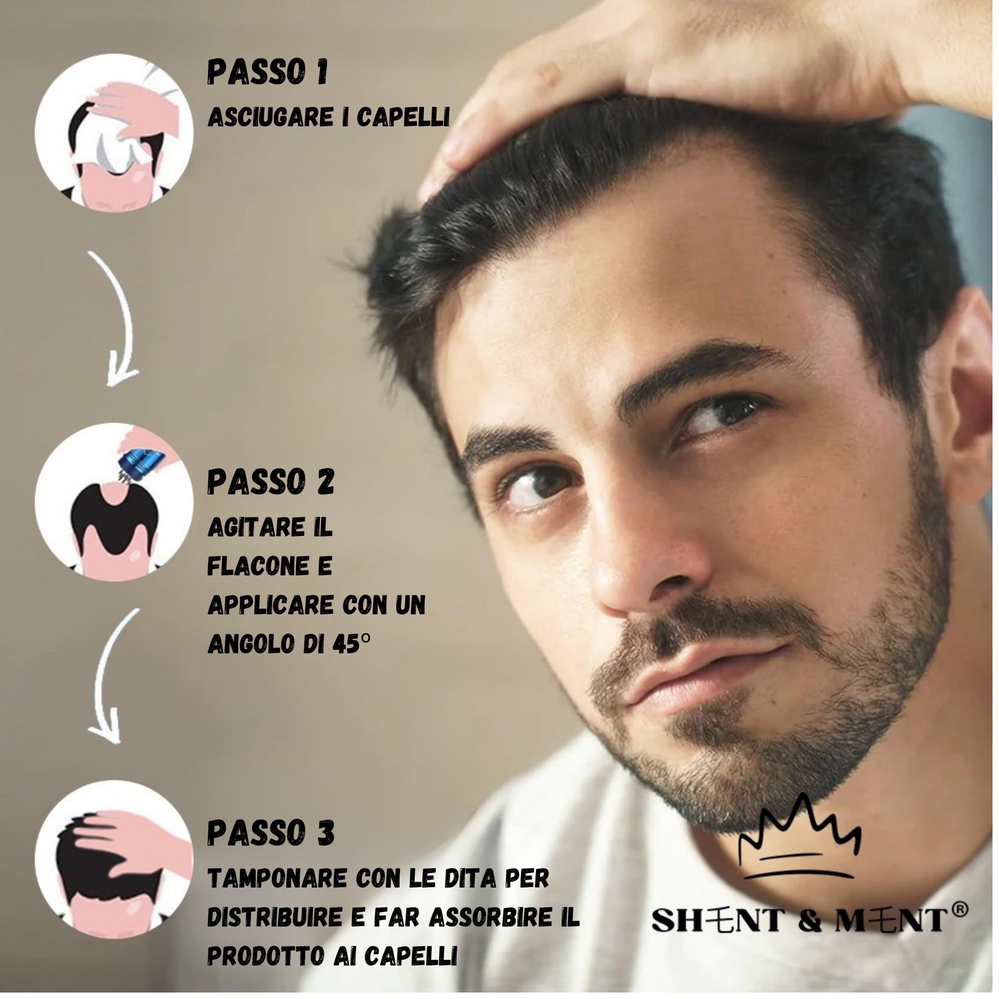 SHENT & MENT Fibre Capelli Cheratina Volume Istantaneo Copertura Naturale Capelli Sottili Caduta Calvizie Entrate Zone Diradate Resistente Sudore Vento Facile Applicazione Marrone scuro 27,5g