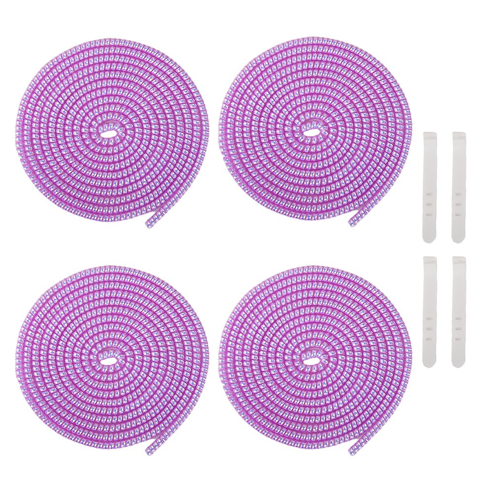QLD COVER 4pcs 1.6M(5.25FT) Spiral Cable Protector, Multicolor Suitable for Most Phone/Pad/Laptop USB Wire Cord Savers Protection Cover Anti-break Wrap Charger Data Line Cables Sleeves, Laser Purple