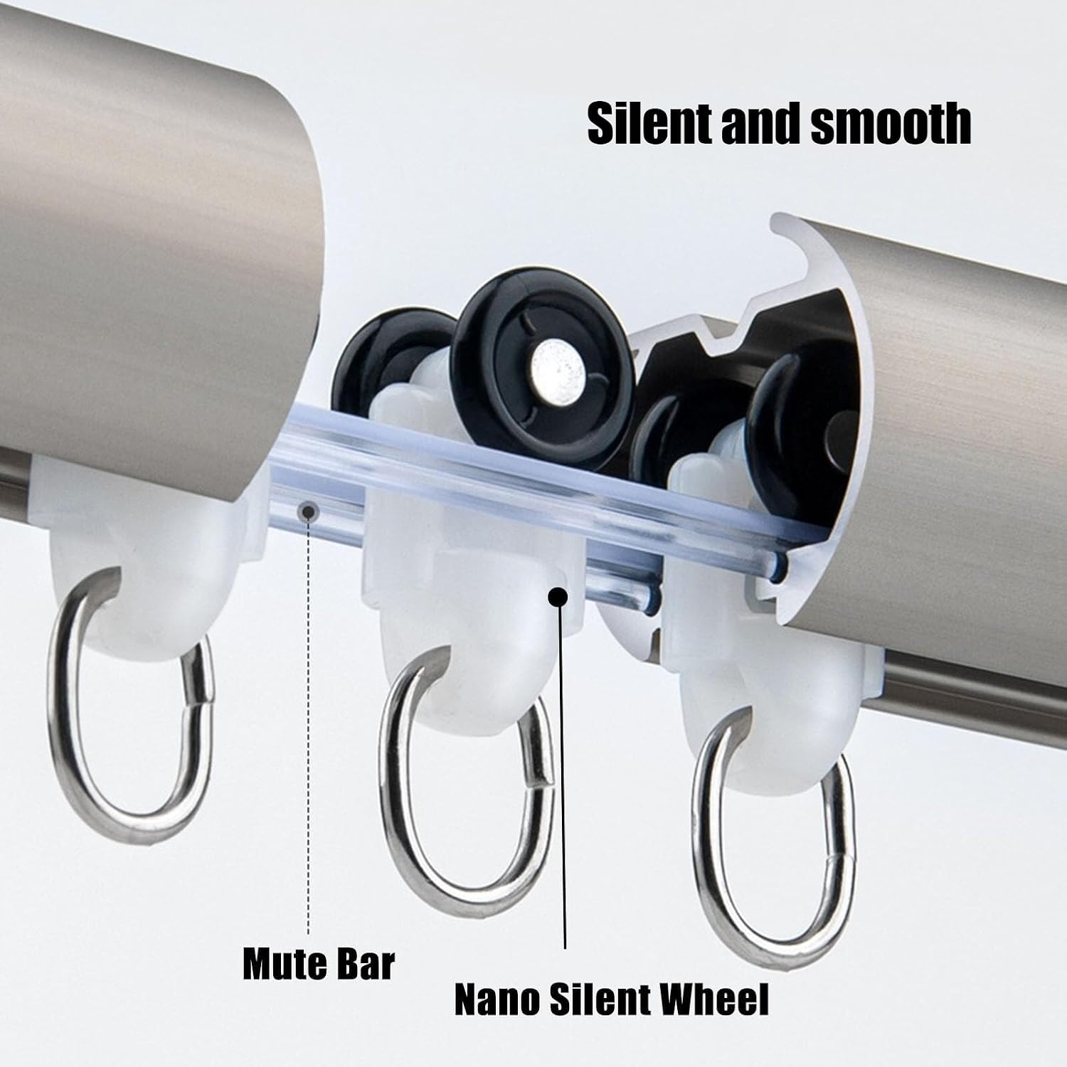 Track Curtains Ceiling Mount for Track System Rail with Hooks,Pinch Pleated Blackout Length Curtains for Living Room(Black,2.80M)