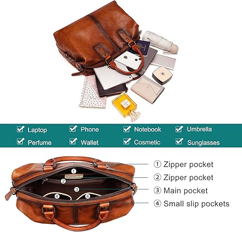 Miniatura 4 de Bolsos de cuero genuino para mujer, bolsos vintage con asa superior, bolso y bolso cruzado