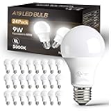 dalattin 24 Pack LED Bulbs Daylight White 5000K, 60 Watt Equivalent A19 Standard Bulbs, E26 Base, 800 LM, Efficient 9W Energy Saving, Non-Dimmable, 80+ CRI, 120V, UL Listed, for Living Room, Office