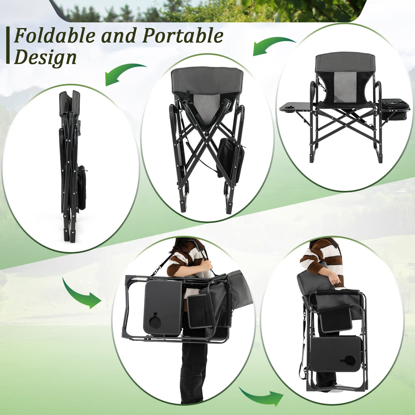 Amazon.com: Giantex 2 PCS Camping Chairs, Folding Directors Chair