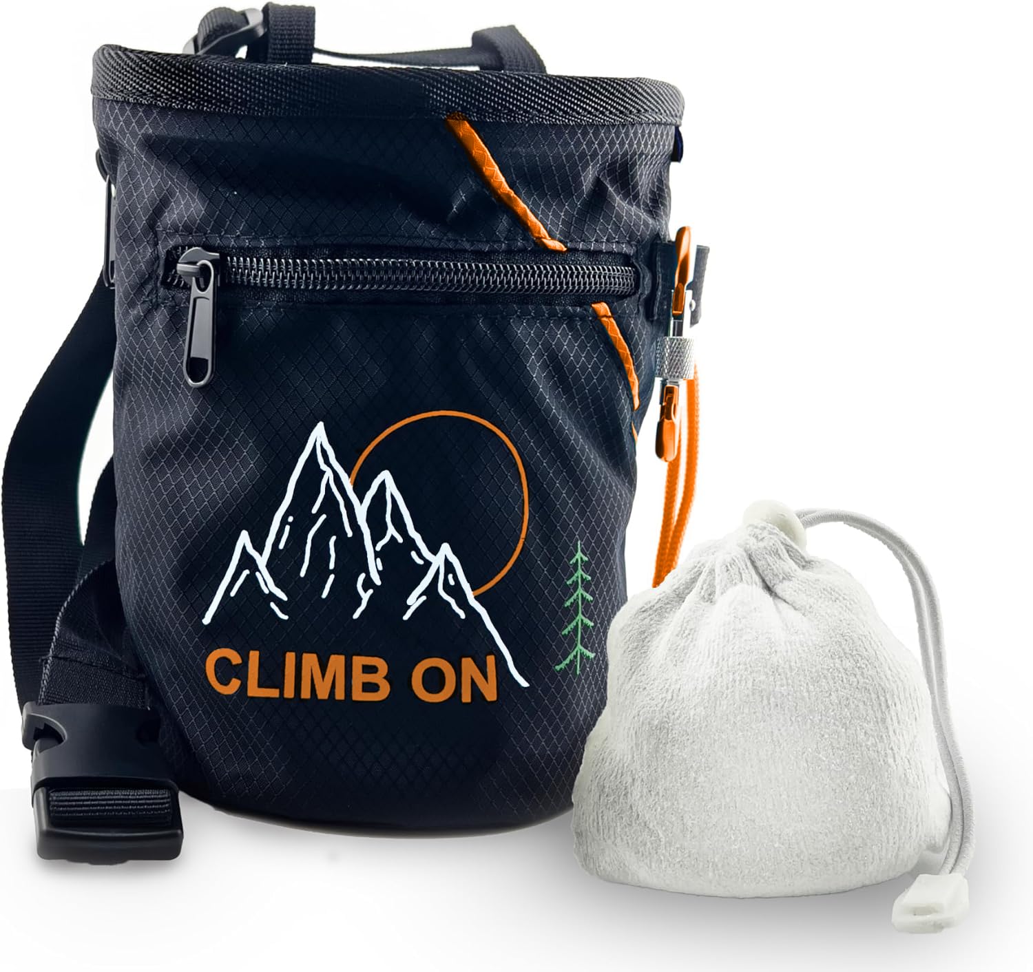 Sac à Magnésie KAIZENINE – Lot Avec Boule 56g Et Brosse En Poil De Sanglier – Escalade, Bloc, Gymnastique