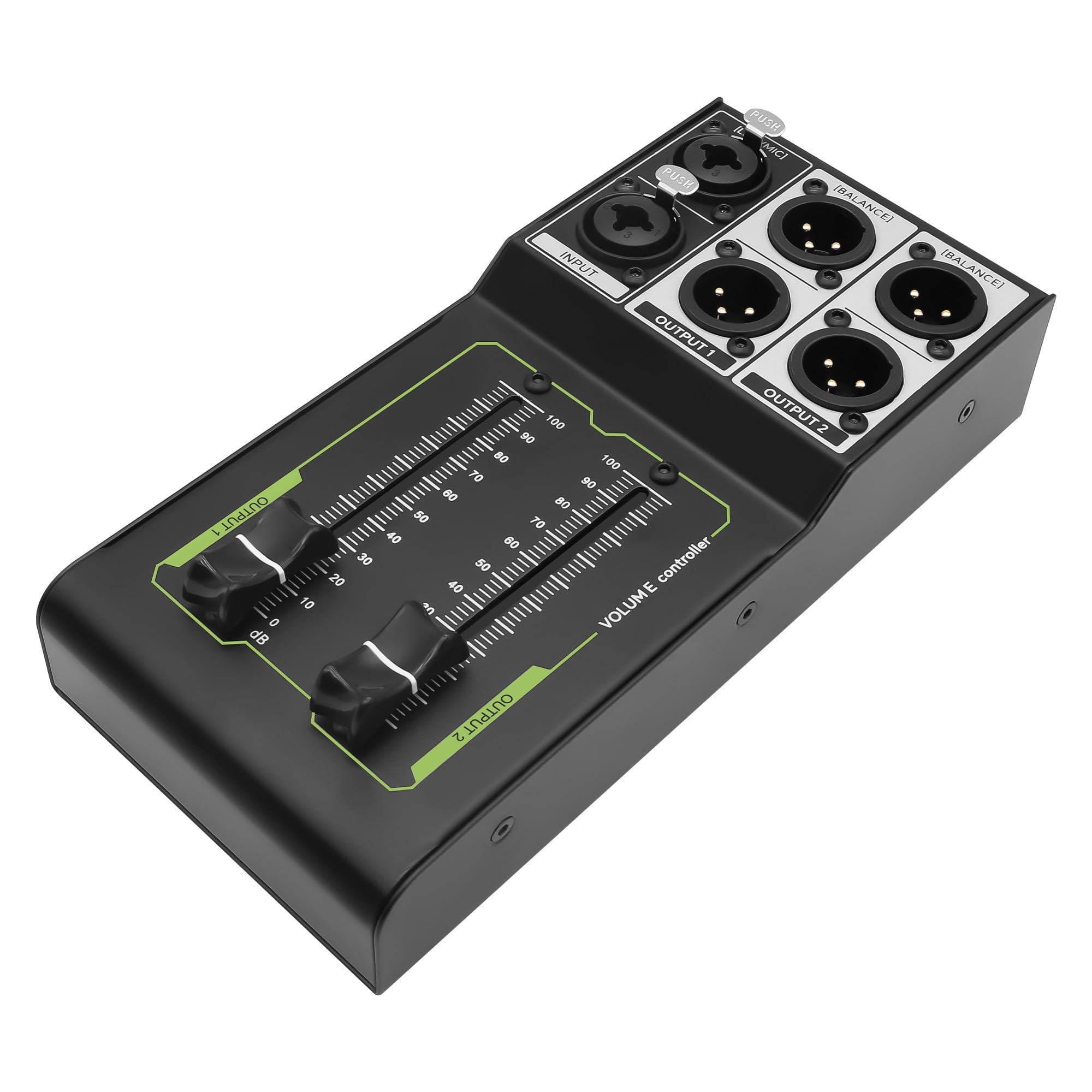 XMSJSIY Controllo del volume del monitor passivo 1 XLR / 1/4 TRS ingresso 2 uscite XLR stereo audio Control Studio Sound Adjuster Nessuna perdita per Studio & Home Audio System