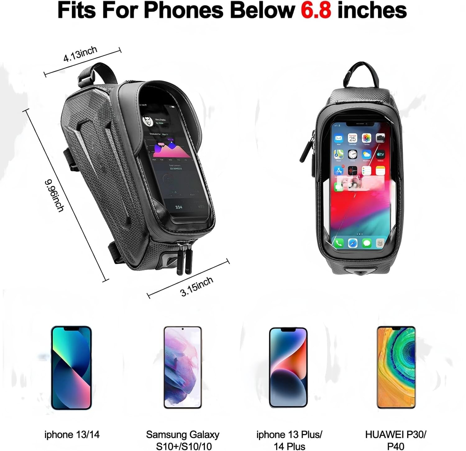 EzLife Bike Phone Bag Bike Pouch Bicycle Front Frame Bag Waterproof Top Tube Handlebar Bike Phone Mount Bags EVA Cycling Storage Bags for iPhone 11 XS Max XR 8 7 Plus Accessories Below 6.8 1