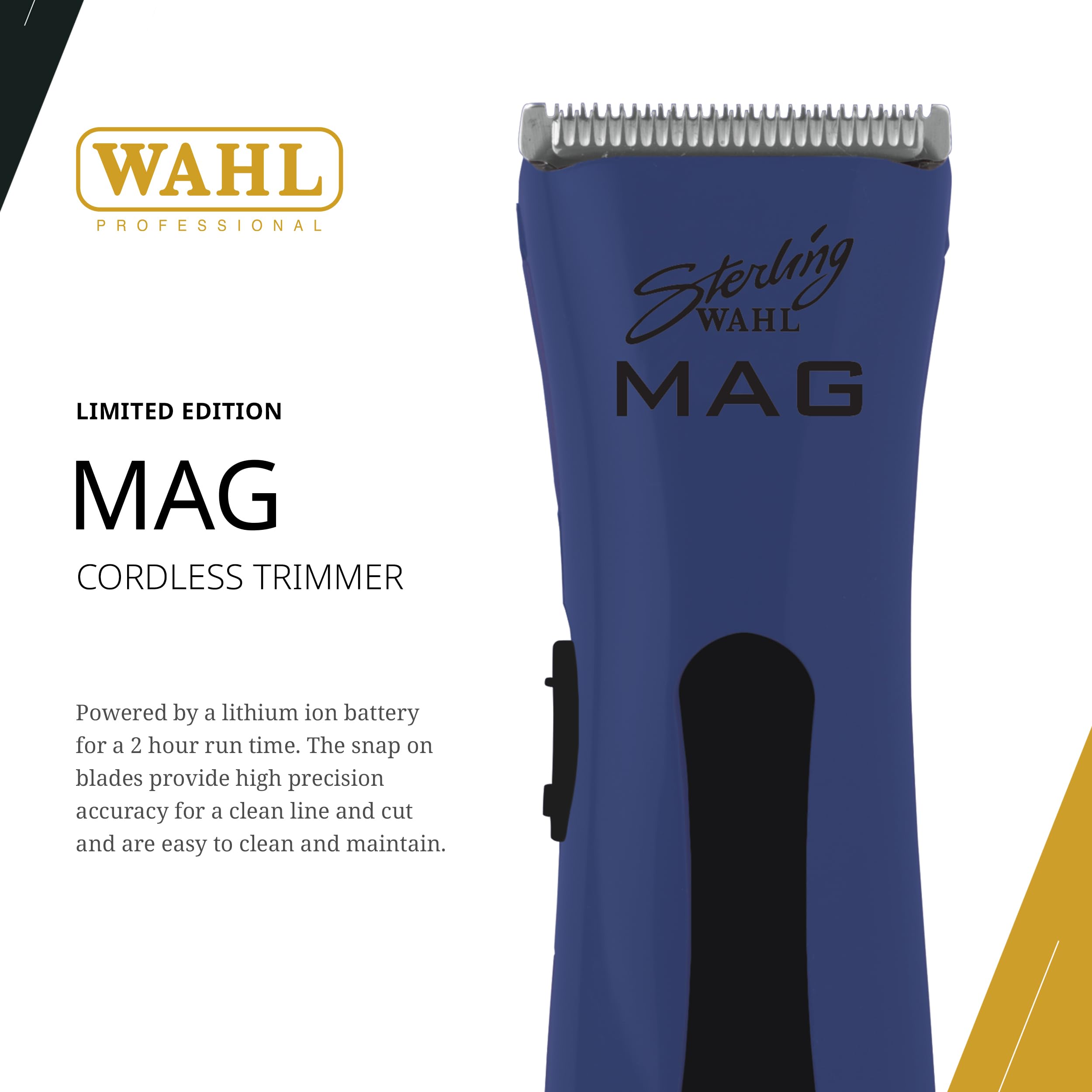 Wahl Professional Sterling Mag Cordless Trimmer, Lithium Ion, Quick-Detach Blade, 120 Minute Run Time, Includes Charging Stand