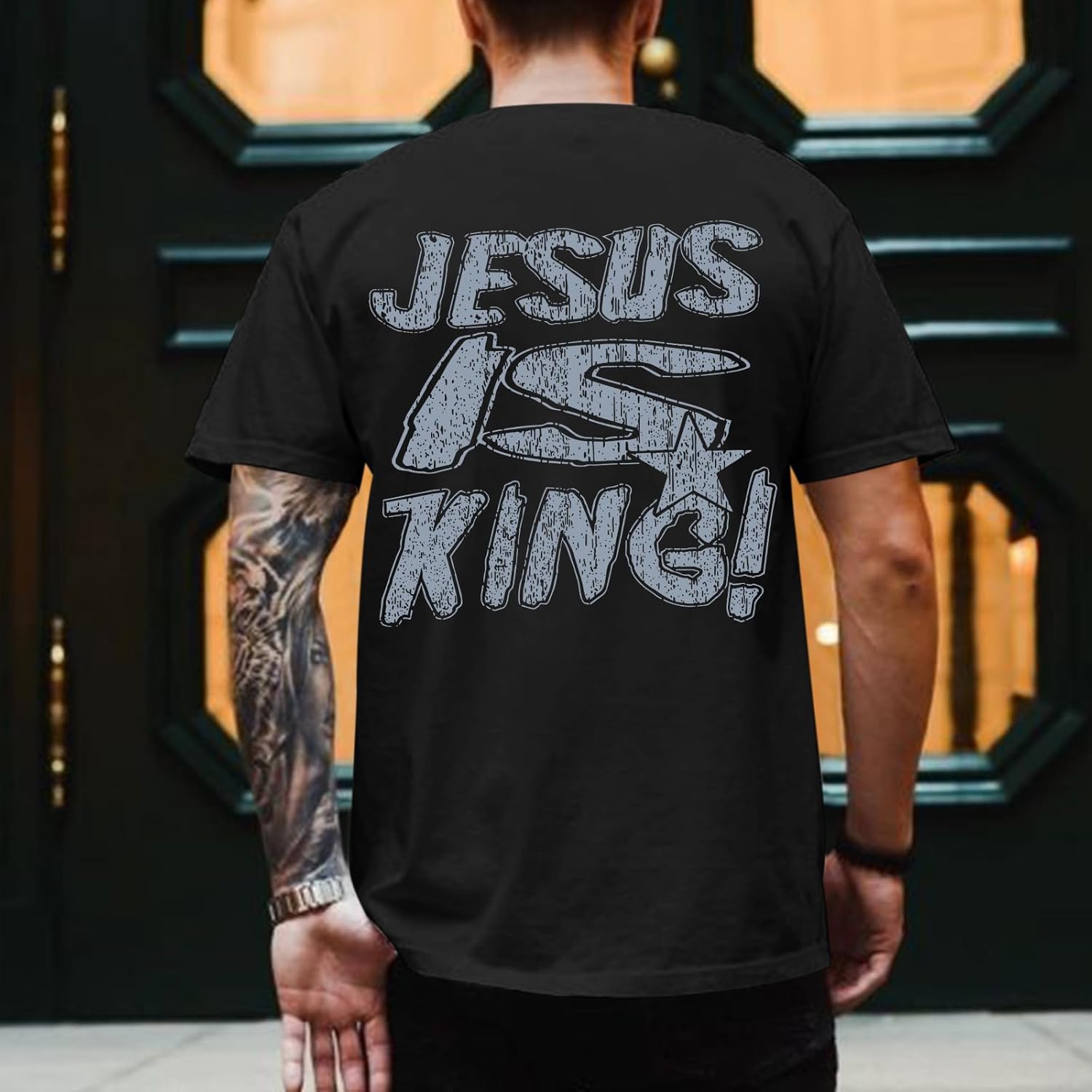 Christian Shirts for Men Jesus is King Tshirt God Faith Inspirational Religious Sayings Tees Funny Bible Verse Tops - Image 3