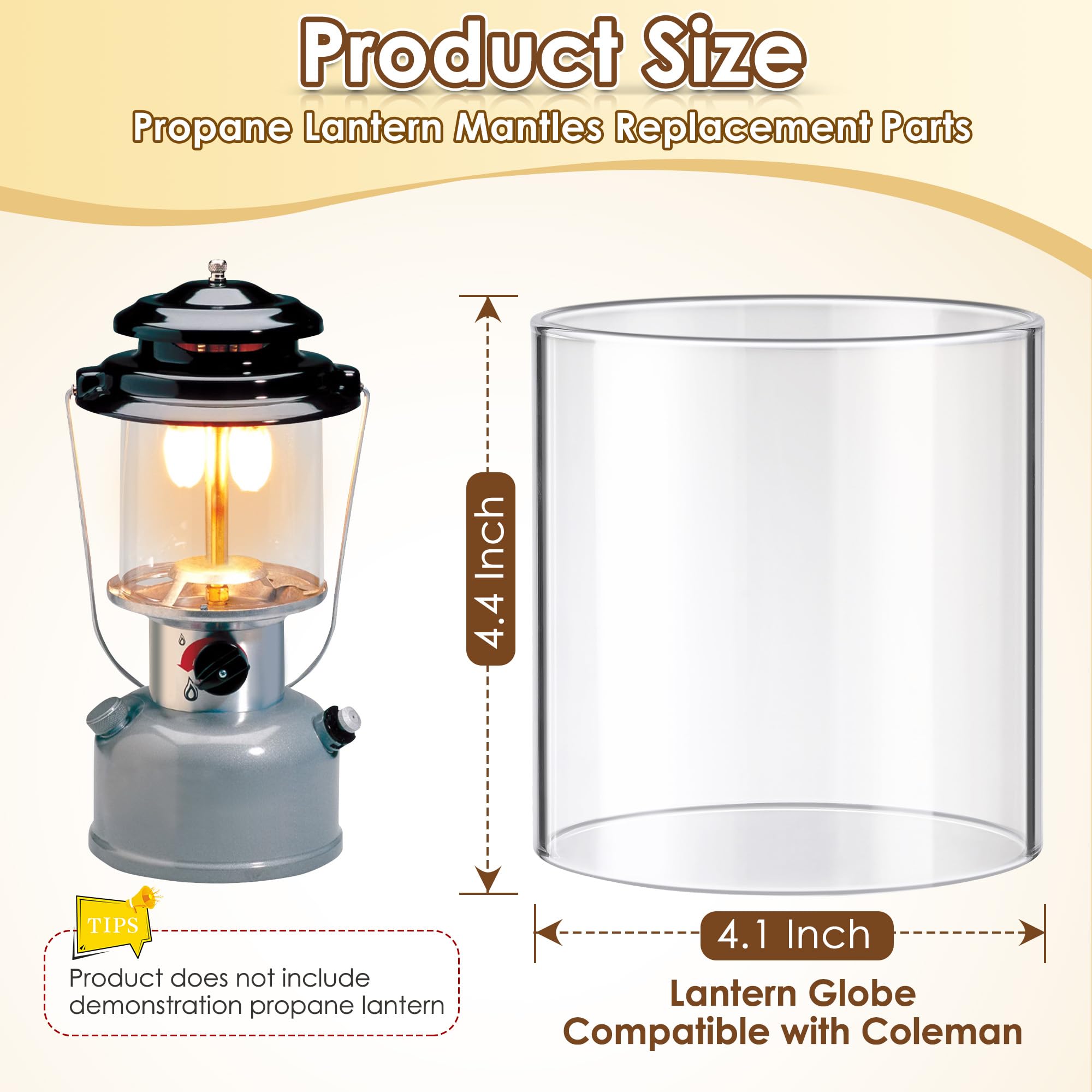 Ceoighe Propane Lantern Globe Glass Replacement Compatible with Coleman Fueled Lanterns, Standard Replacement Parts, Clear Lantern Mantles, Reusable Lantern Mantles Parts for Outdoor Camping Lantern