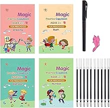 ZOQWEID Updated Version Magic Practice Copybook,(4 Books + 10 Refill) Number Tracing Book for Preschoolers with Pen, Magic Calligraphy Copybook Set Practical Reusable Writing multicolor