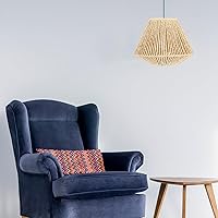 Vista 8 de Angoily, Pantalla de lámpara de ratán, pantalla de lámpara de mimbre, pantalla de luz colgante tejida con cuerda de paja, pantalla de lámpara