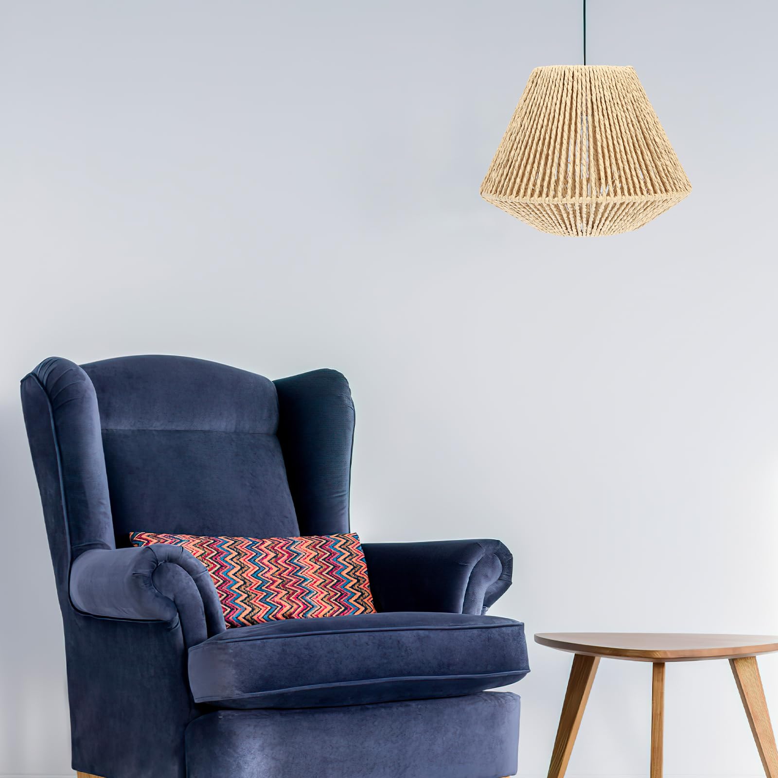 Mikikit Plafoniera I ntrecciata, Paralume Boho in Rattan Vimini Lampada Da Soffitto In Corda Di Paglia Naturale Con Paralume In Rattan Luce A Muro