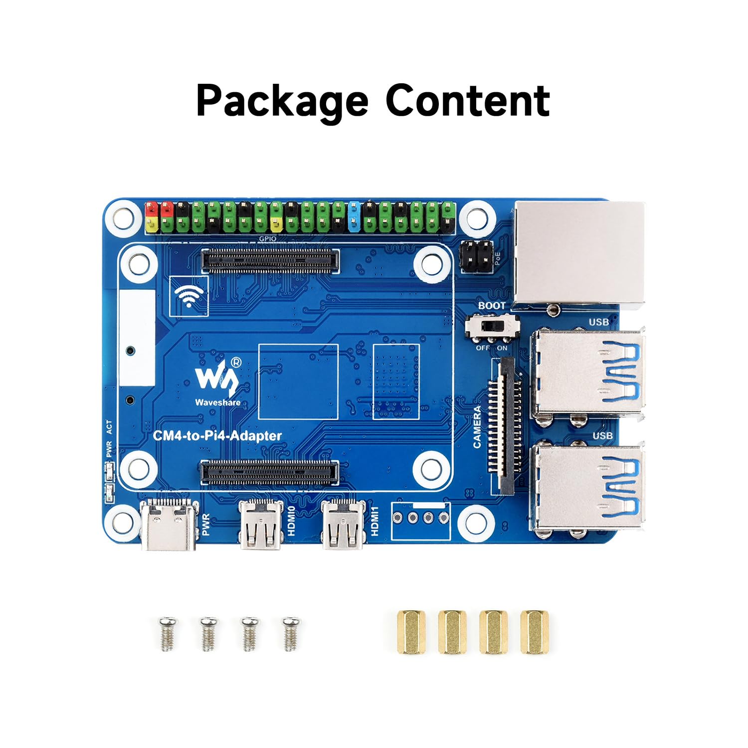 Waveshare CM4-to-Pi4-Adapter for Raspberry Pi CM4, Alternative Solution for Raspberry Pi 4B(Can be Used as Pi 4B by Combining The Adapter with CM4)