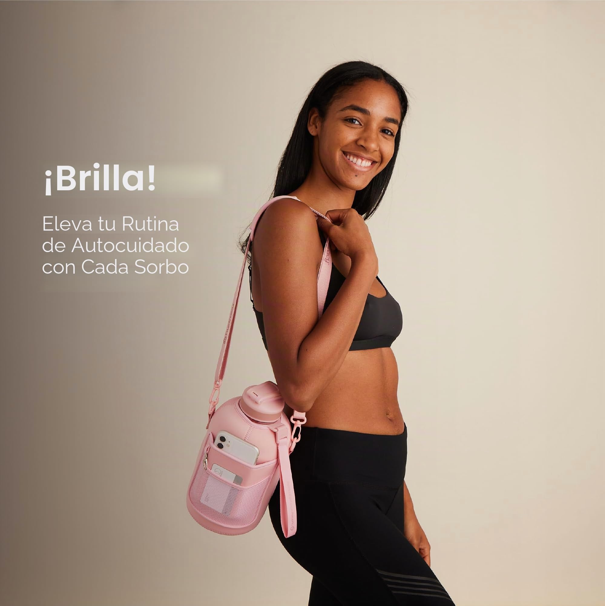 Hydracy Botella de Agua con Funda de Almacenamiento - 2.3 L Botella de Agua Grande con Marcas de Tiempo, sin BPA - Botella de Agua Deportiva Antifugas con Pajita