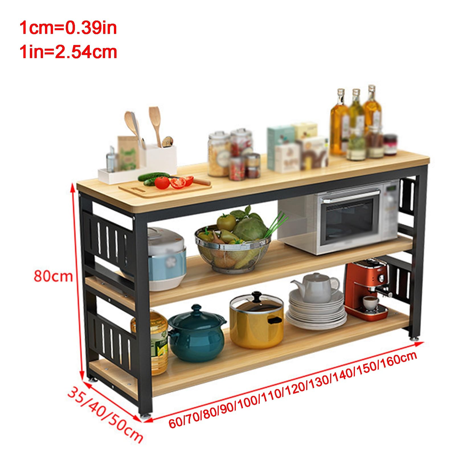 Isola da cucina regolabile con grande piano di lavoro, supporto per caffè e microonde, tavolo da bar alto 80 cm con portabottiglie perfetto per casa e sala da pranzo (160 x 50 x 80 cm)