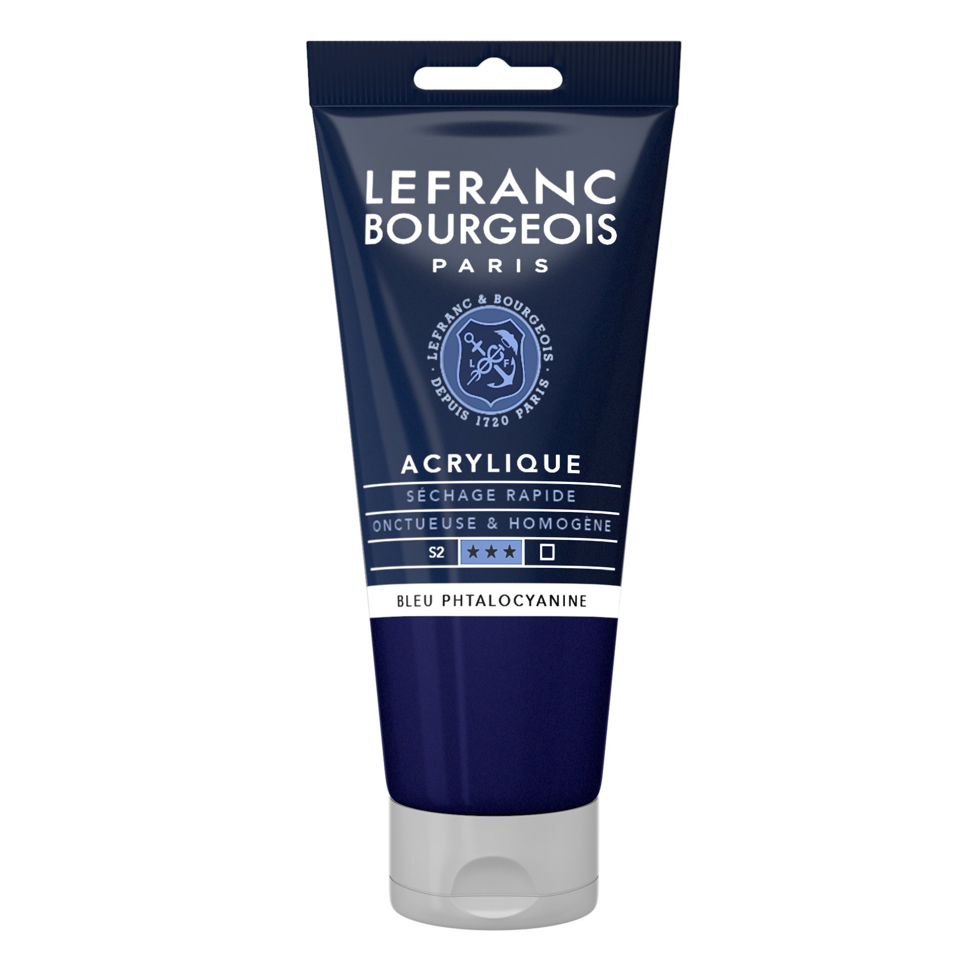 Lefranc Bourgeois 300409 Fine Acrylic Paint - Phthalocyanine Blue, 80 ml Tube, Creamy Acrylic Paint, Water-Based, Quick Drying, Lightfast, Waterproof