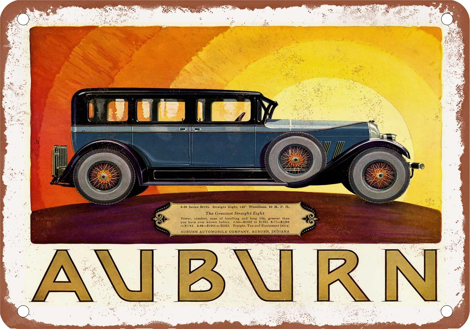 METAL SIGN - 1927 Auburn Vintage Ad 01 - Old Retro Rusty Look home decor