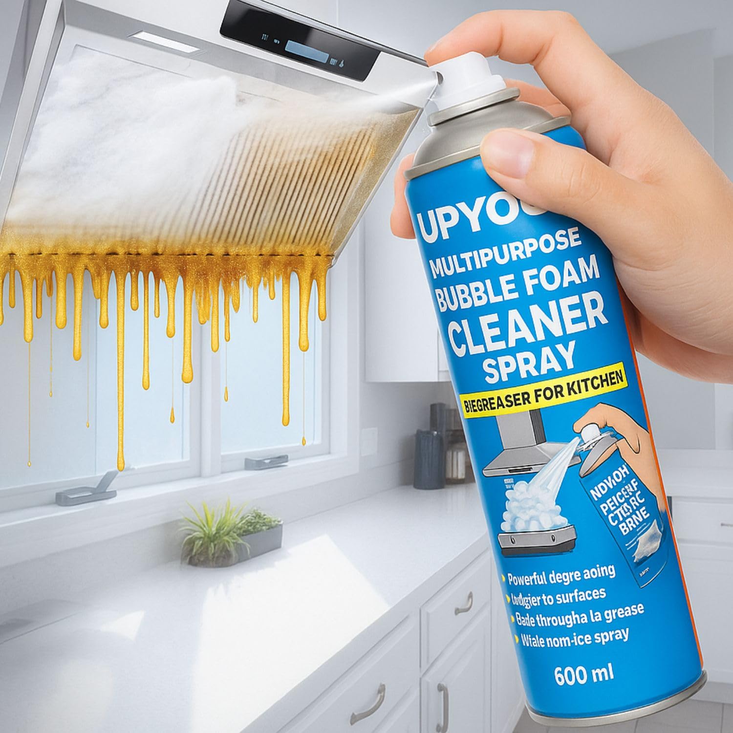 Upyog 600ml Multipurpose Bubble Foam Cleaner Spray – Degreaser for Kitchen, Chimney, Stove, Tiles & Exhaust Fan | Oil & Grease Stain Remover | All-Purpose Foam Cleaner for Grime-image-11