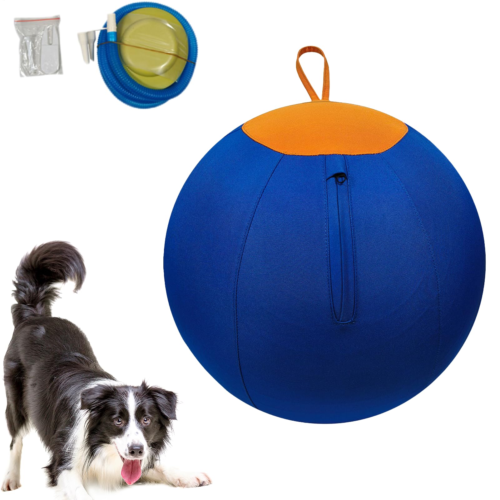 Herding Ball for Dogs, Extra Large Dog Toy Ball with Handle and Pump, Pet Self-Entertainment and Training B all, Resistant Interactive Dog for Training, Moving Pet Toys for Parks, Courtyards