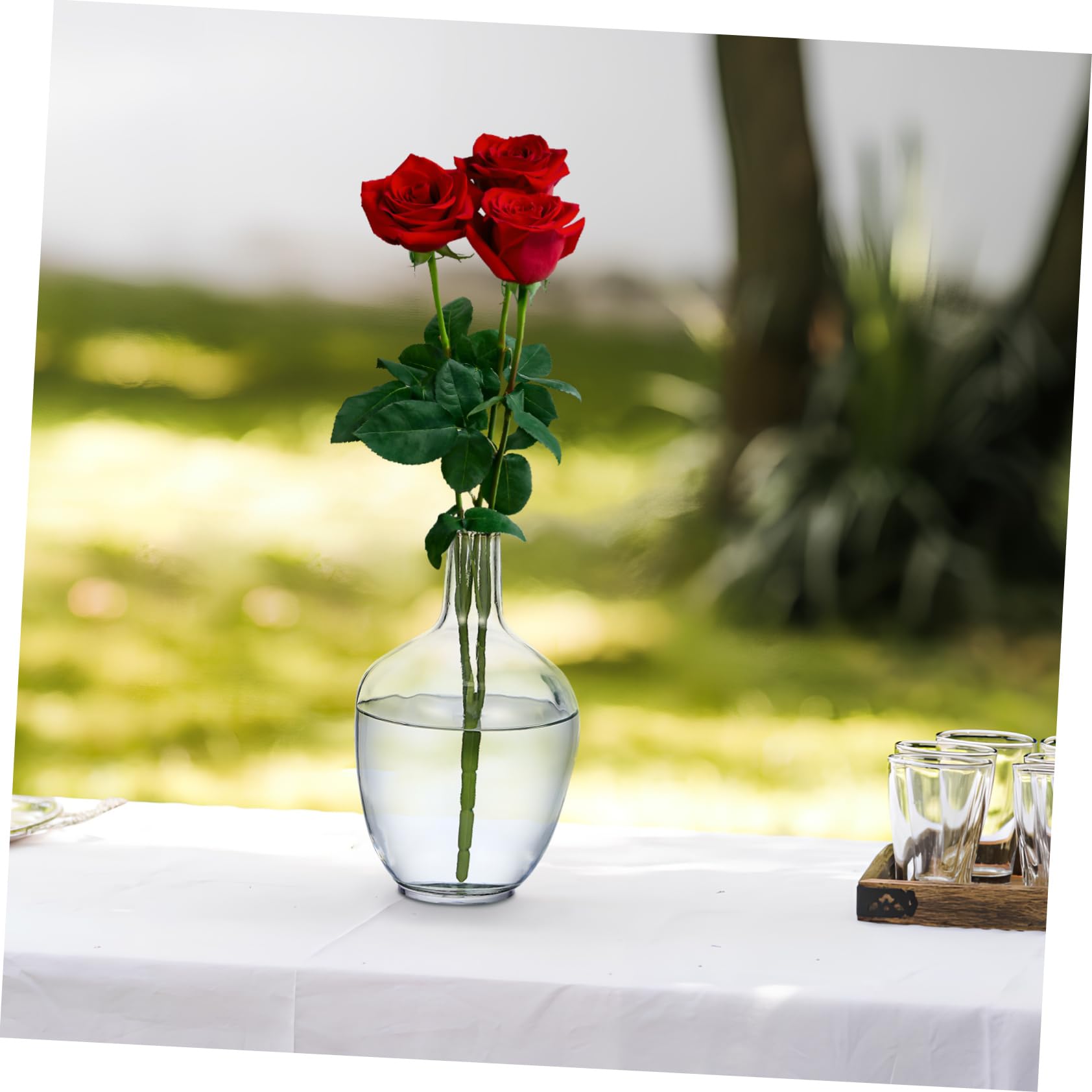 Jarrón de Decorativo con Cuello Estrecho para Arreglos Base Estable para Bodas y Decoración del Jarrón Transparente para de Mesa