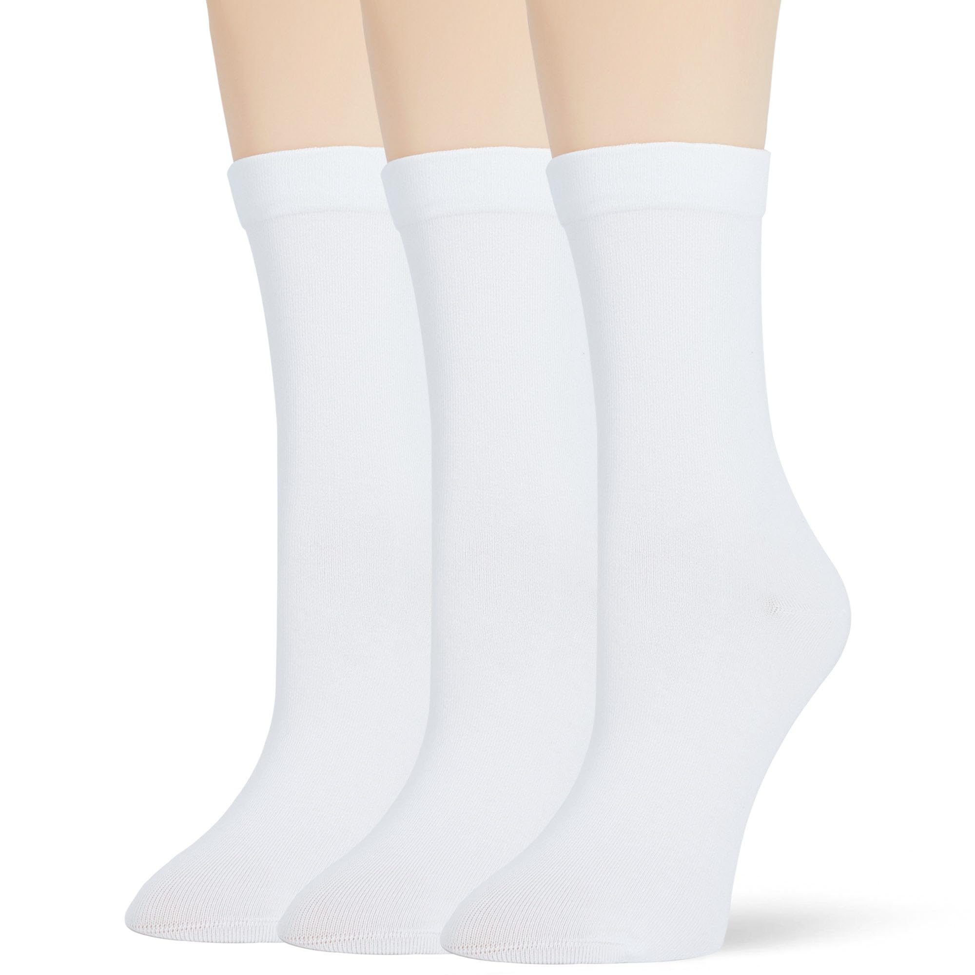 Thin Crew Socks for Women, Ladies Soft Cotton High Calf Boot Sock