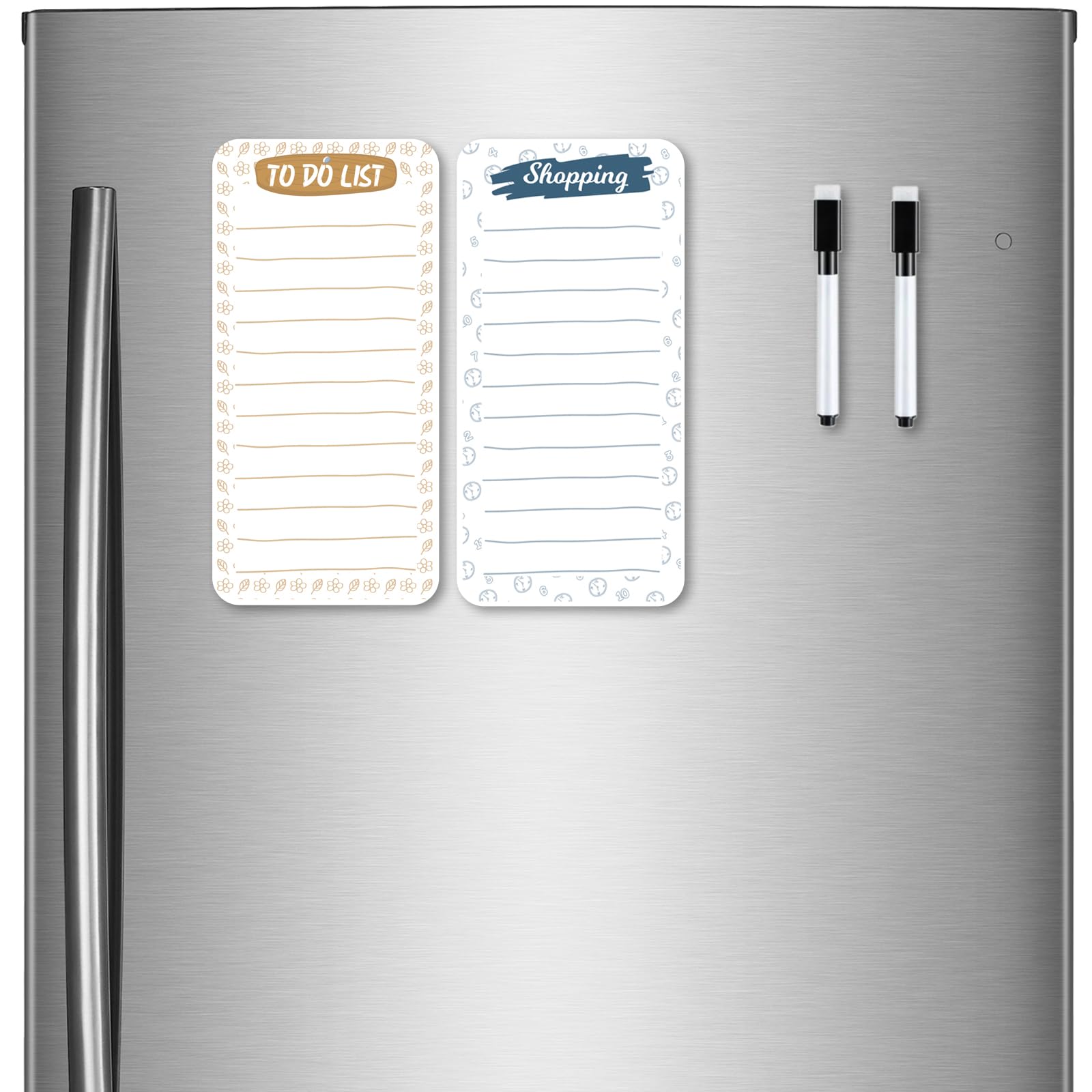 Windup Plastic Magnetic to Do List Shopping List Combo? Reusable Dry-Erase - Free Magnetic Marker Pen -Set A