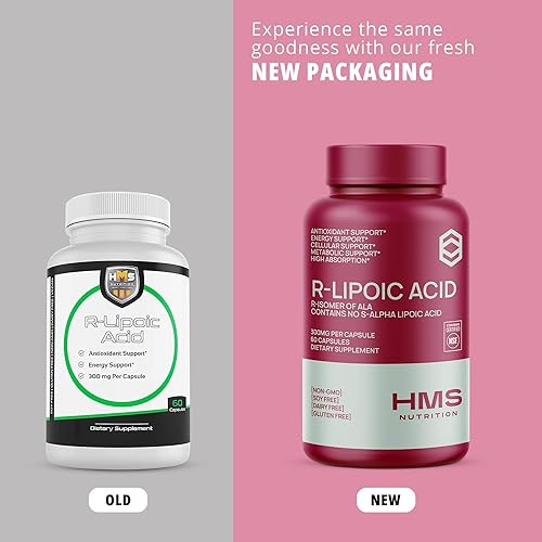 Miniatura 4 de Ácido R-lipoico estabilizado de 300 mg por porción, suplemento R de ácido alfa lipoico ALA antioxidante para nervios, apoyo de energía y