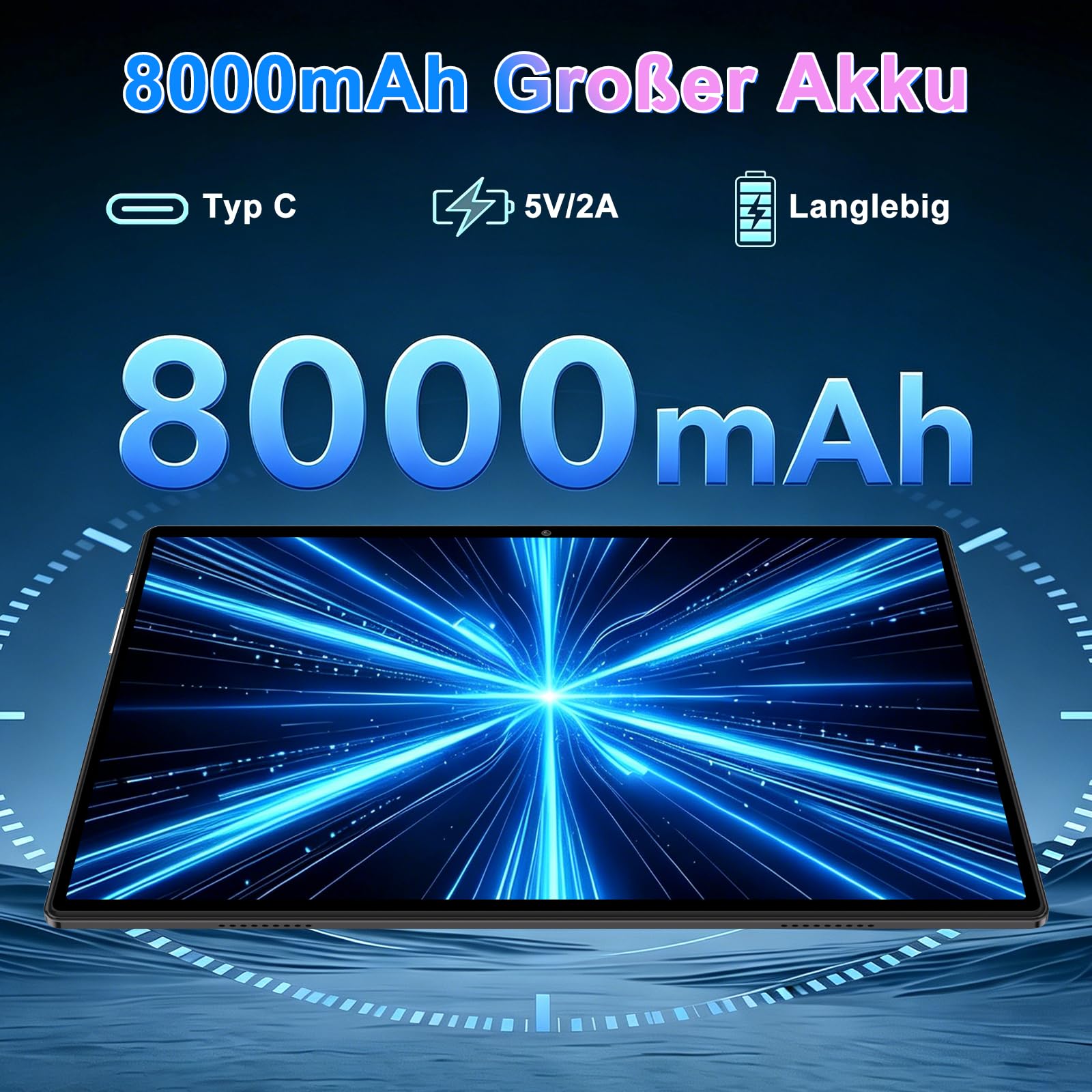 ZIOVO Tablet 10 Zoll Android 15 mit 30GB RAM+128GB ROM(TF 2TB), Gemini AI, 5G WLAN, Octa-Core 2.0GHz, Widevine L1, 8000mAh, BT 5.0, GPS, Face ID, Tablet mit Tastatur, Maus - Schwarz