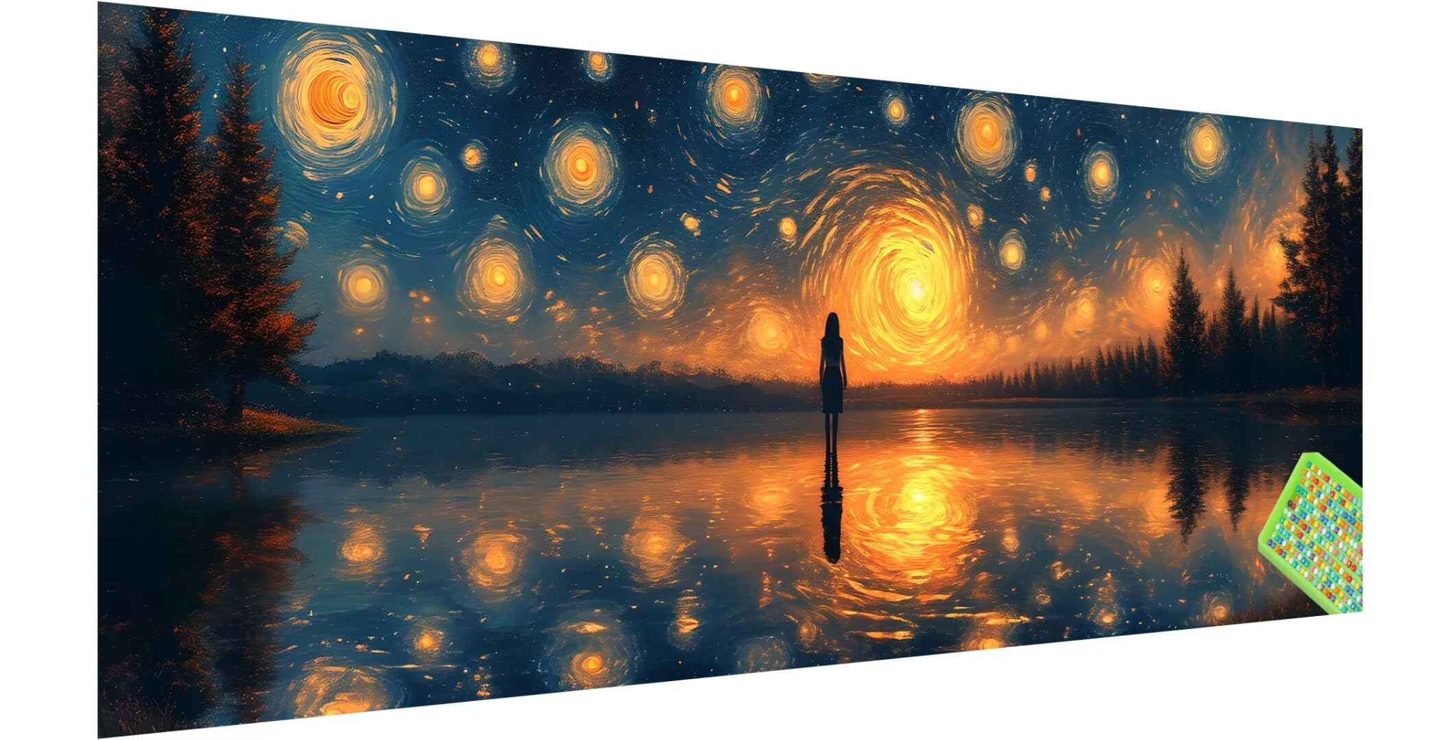 Malarstwo diamentowe, gwiaździste niebo, dla dorosłych, duży obraz do malowania diamentami, 210 x 70 cm, zestaw do tworzenia mozaiki dla dorosłych, prostokątne kamienie, dekoracja ścienna, W-2