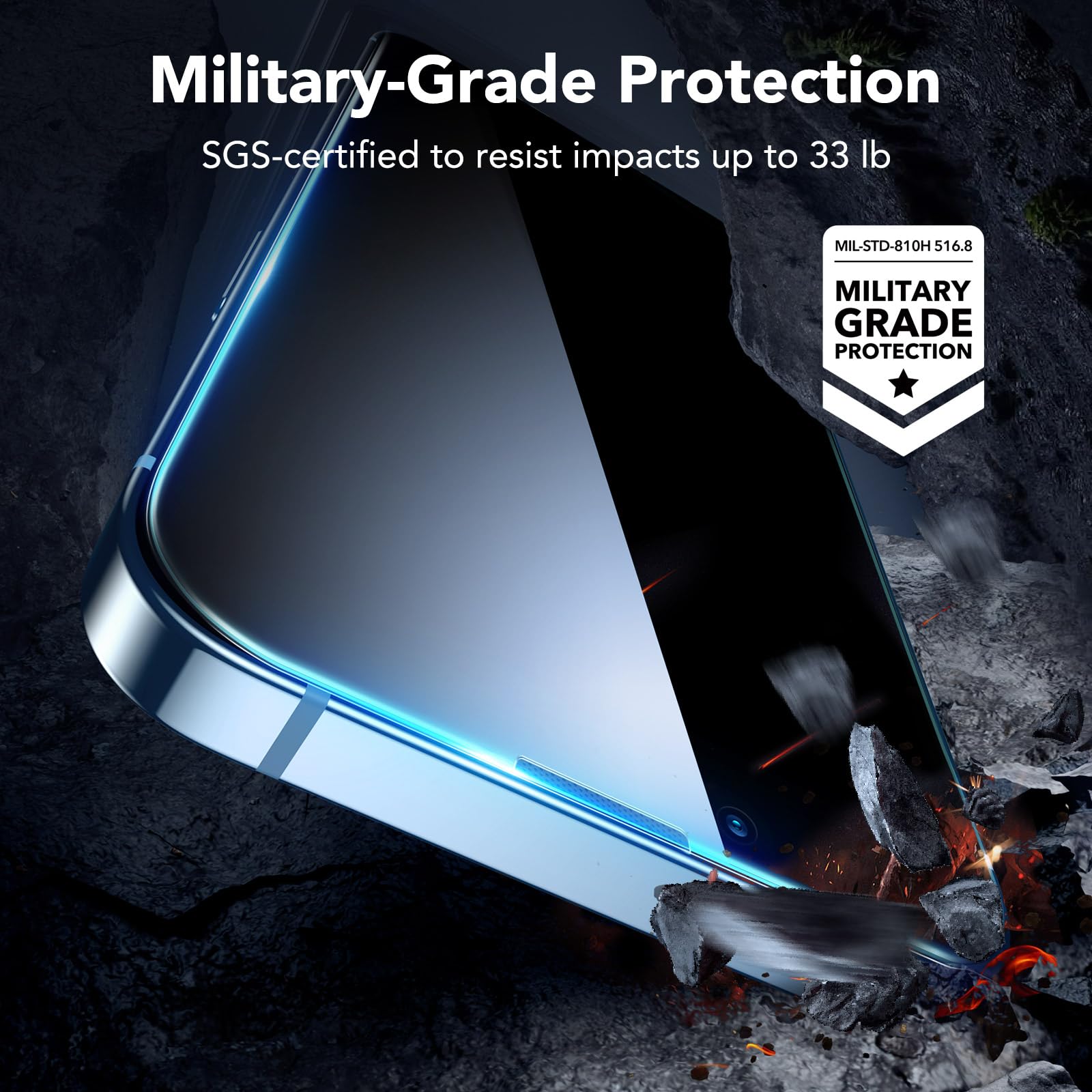 ESR 3 Pezzi Pellicola Vetro Privacy per iPhone 14 Plus/iPhone 13 Pro Max, Bordi curvi, Compatibili con le custodie, Protezioni per lo Schermo