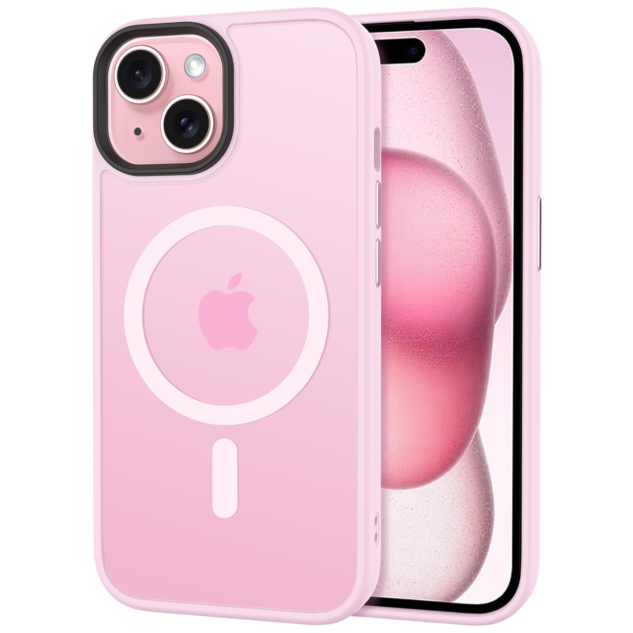 CACOE Magnetic Case for iPhone 15 6.1 inch-Compatible with MagSafe & Magnetic Car Phone Mount,Not Yellowing Anti-Scratch (Pink)