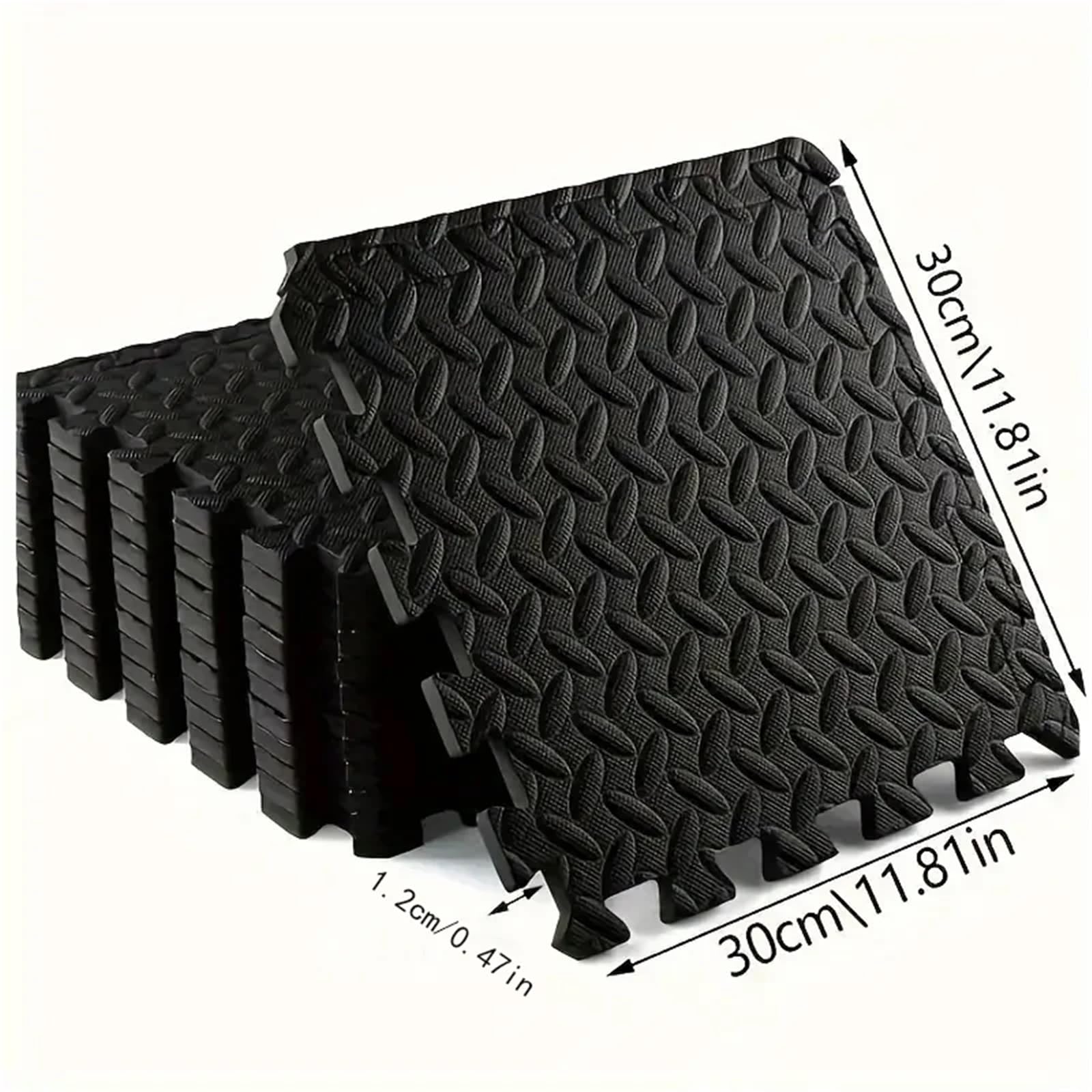 Esterilla Fitness Puzzle Esterilla de Ejercicios de Espuma entrelazada (12 o 24 Unidades), Ideal for Gimnasio en casa y Yoga al Aire Libre.(Black-24pcs)