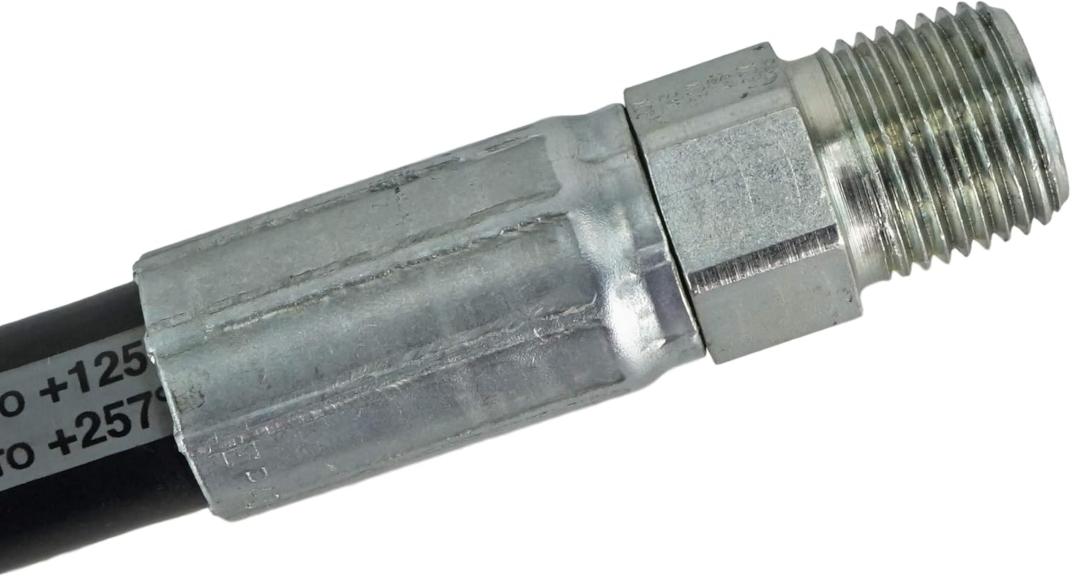 1/2" x 6' Hydraulic Hose Assembly, Two-Wire, 1/2" Male NPT Fittings On Both Ends, Minimum 4000 PSI – Multiple Lengths