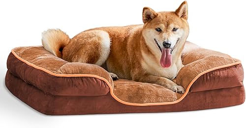 Bed for Small Dogs & Cats, Memory Foam Pet Bed, Removable Washable Cover, Waterproof Liner, Egg Crate Foam for Improved Sleep, Non-Slip Bottom for