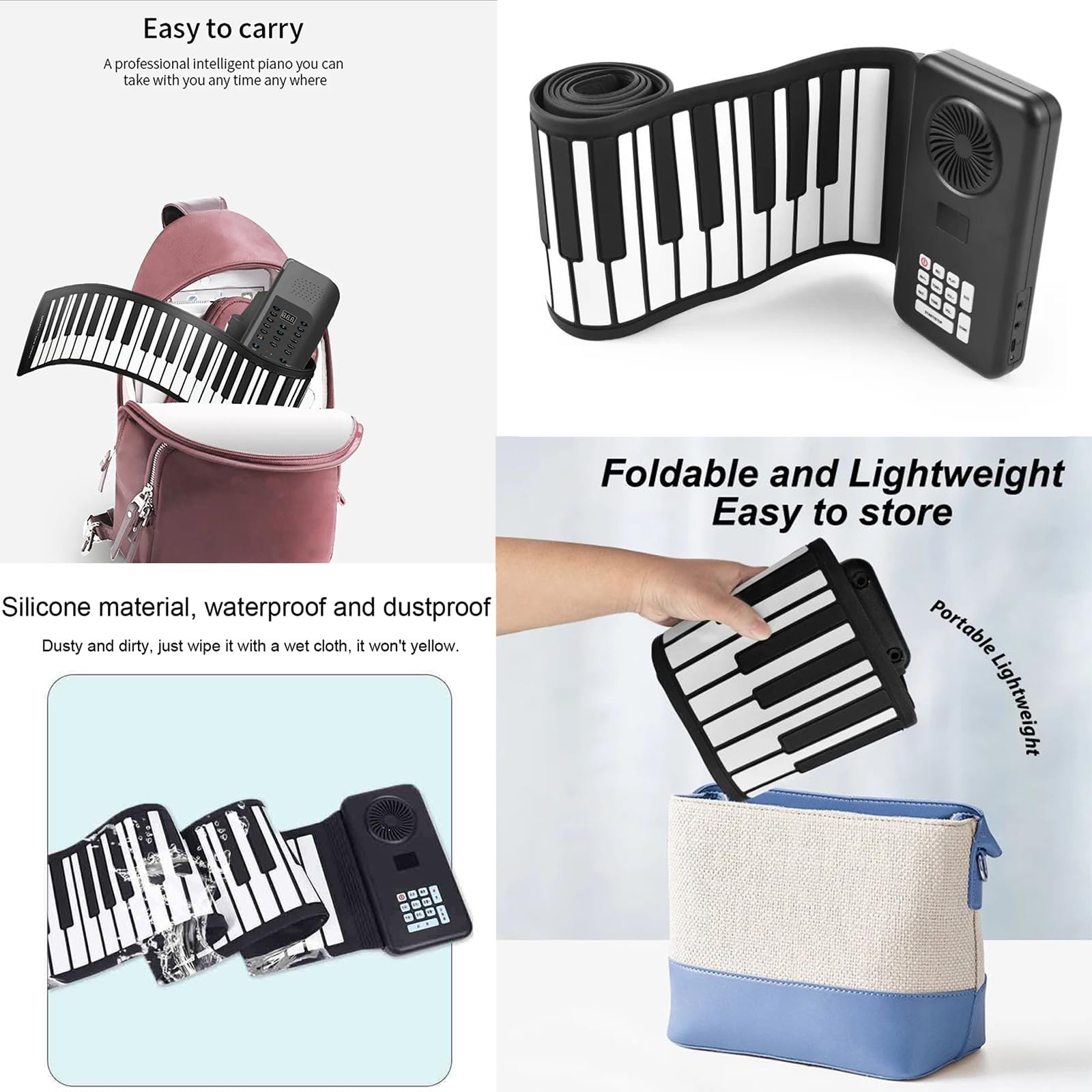 Keyboard Piano,Scroll Piano Tastatur,Tragbares Elektronisches Klavier Mit 88 Tasten,Wasserdicht Und Staubdicht,Ultra-Lange Batterielebensdauer,Geeignet Für Kinder Erwachsene Anfänger Geschenk